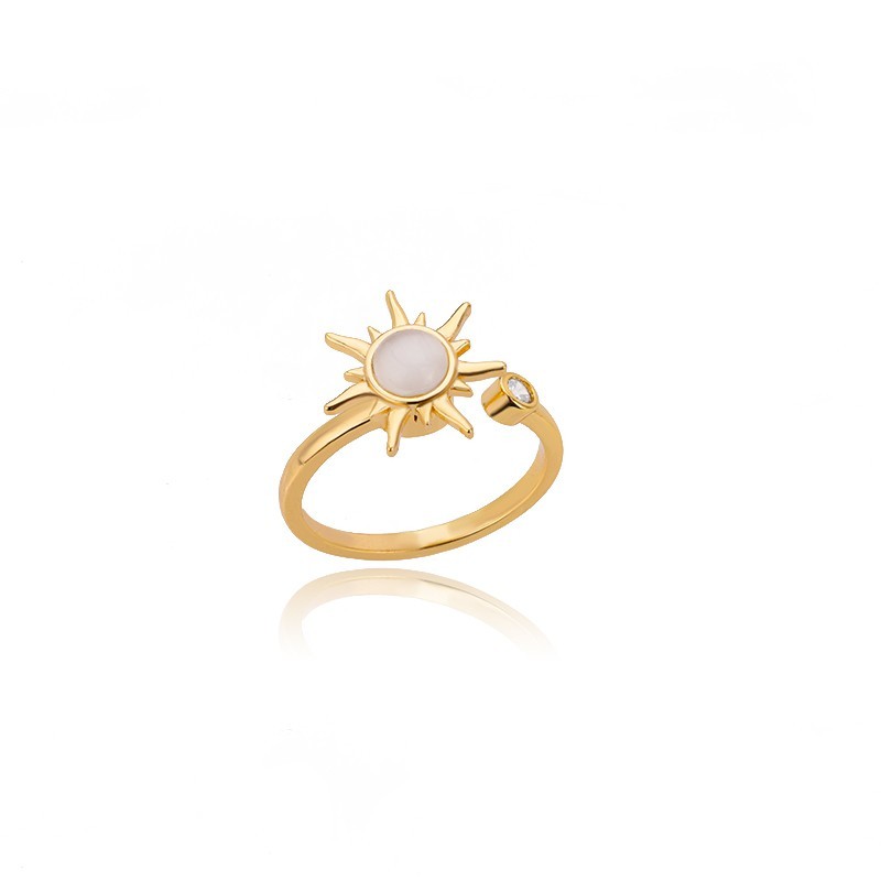 Anti Stress Anxiety Ring For Women Stainless Steel Sun Pendant Spinner Fidget