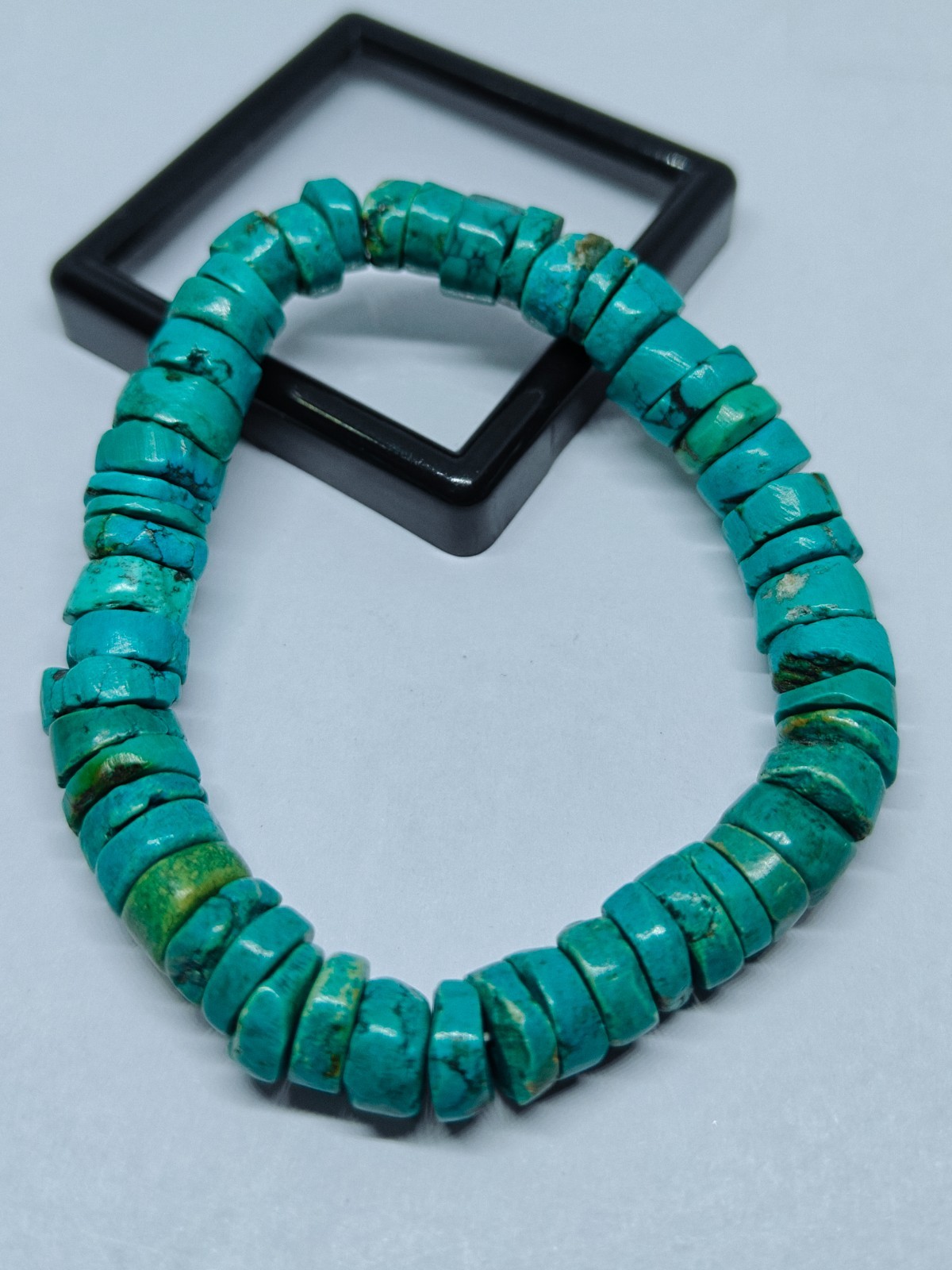 Tibetan Turquoise Bead 6 Inch Gemstone Stretchable Bracelet For Valentines Gift.