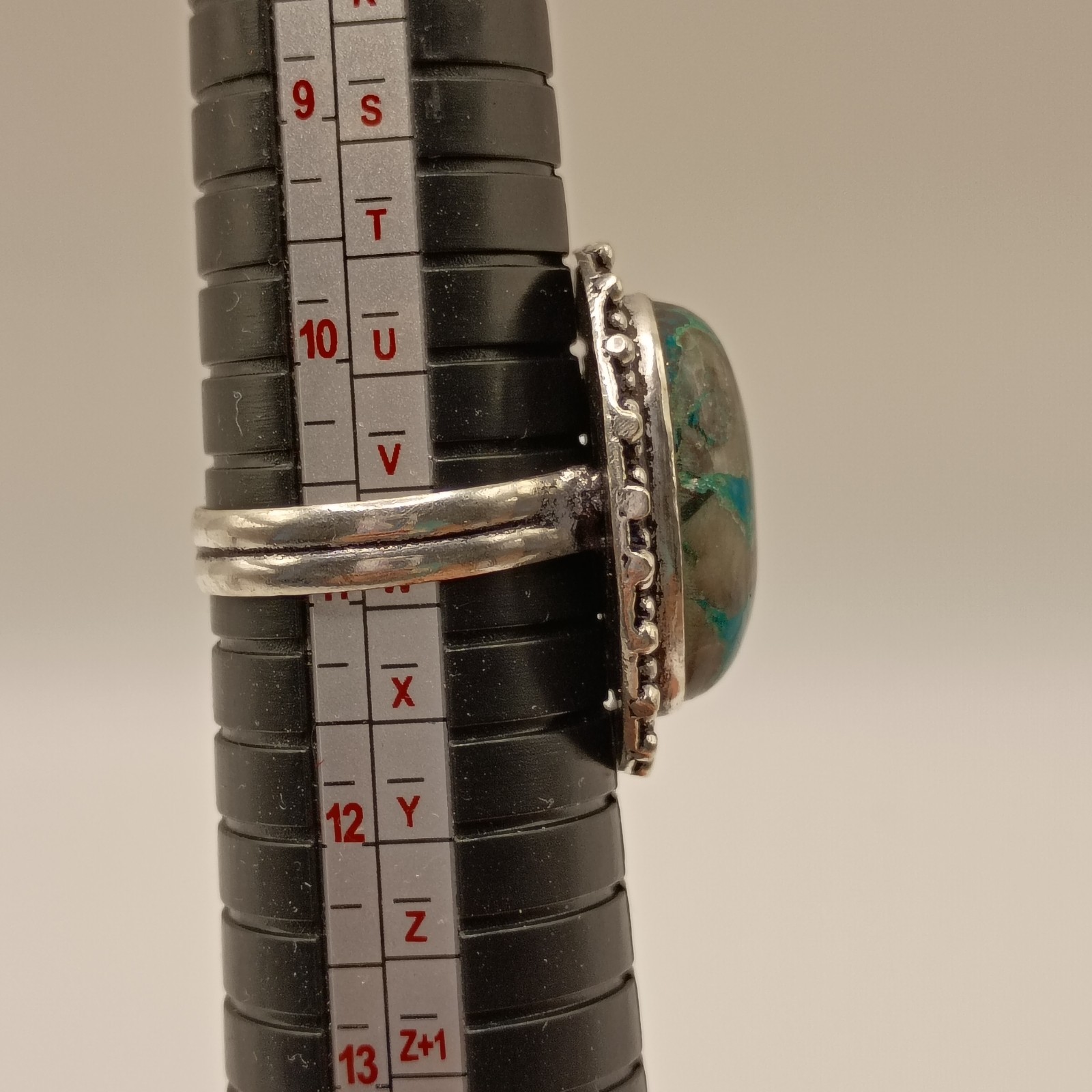 Blue Stone Statement Ring Silver Plated Boho Jewelry Vintage Style Size 11