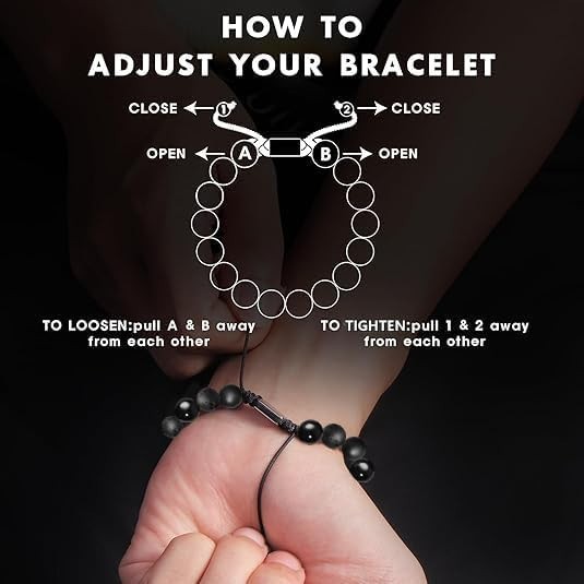 Versatile Black Lava Rock Bracelet – Adjustable Size & ‘To My Son’ Message Card