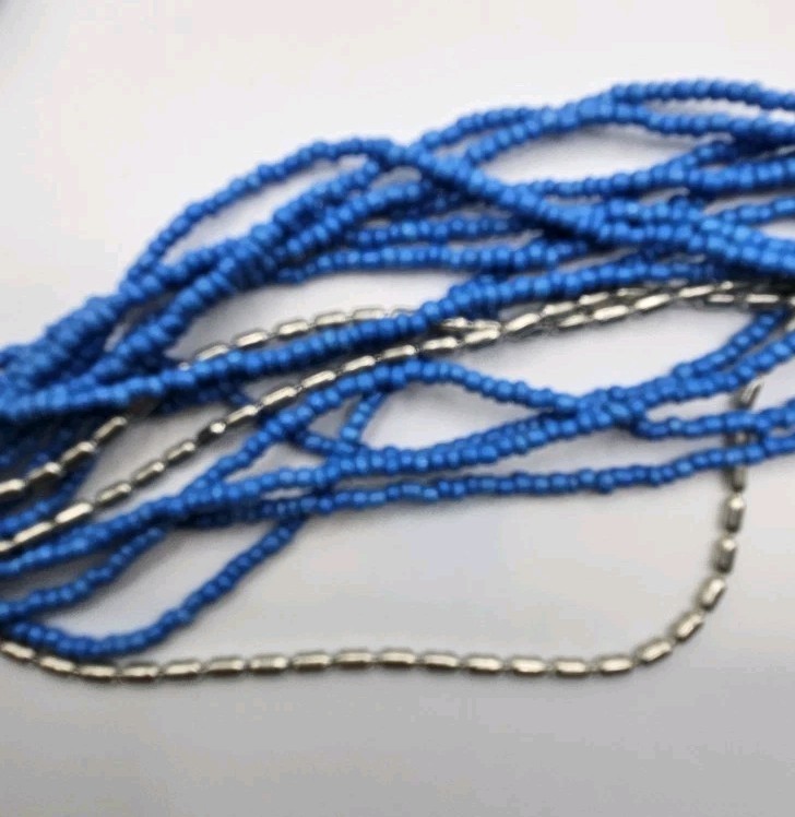 Seed Bead Necklace Multi Strand Blue 35″