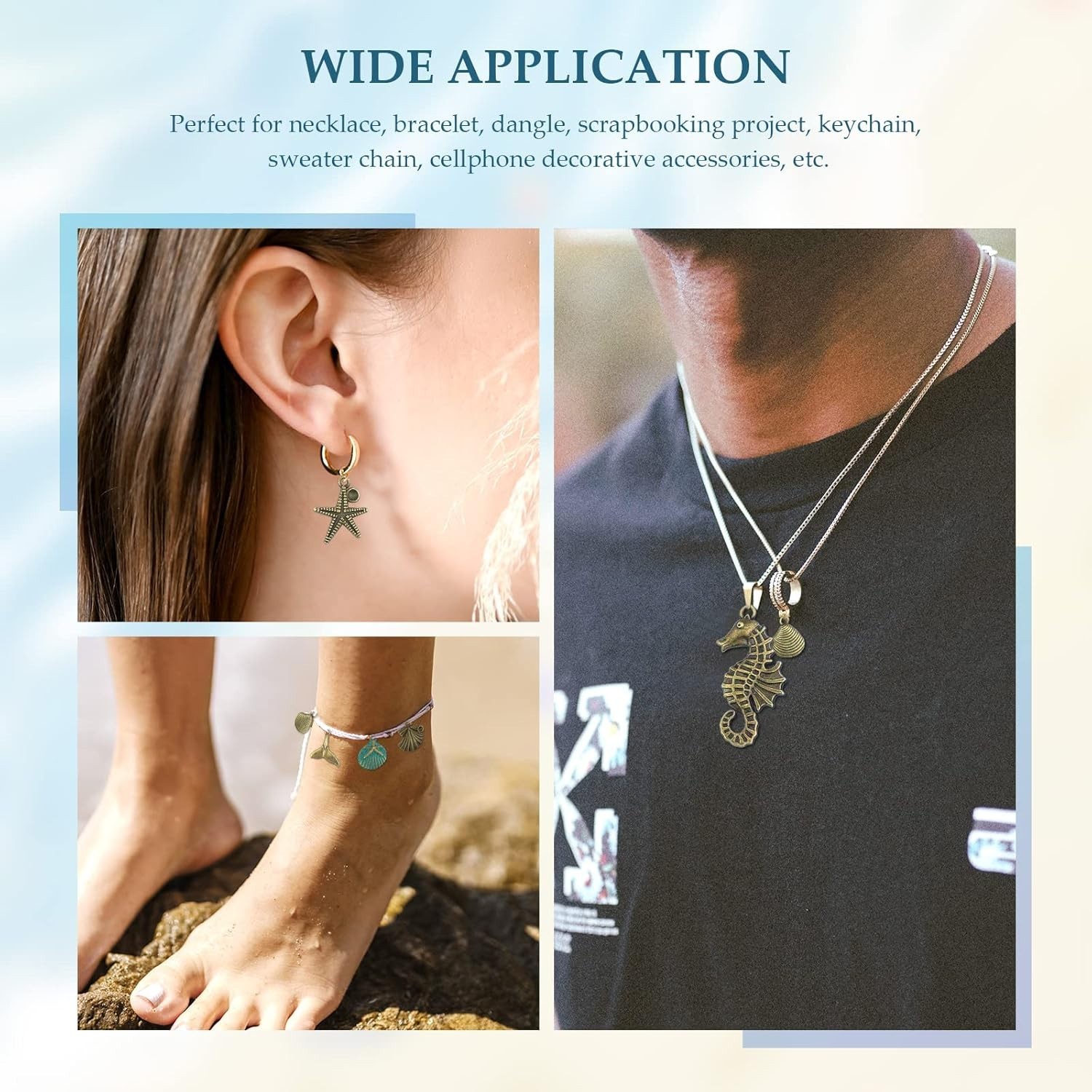 Assorted Ocean-Themed Bronze Charms – 100g for Custom Jewelry Creations