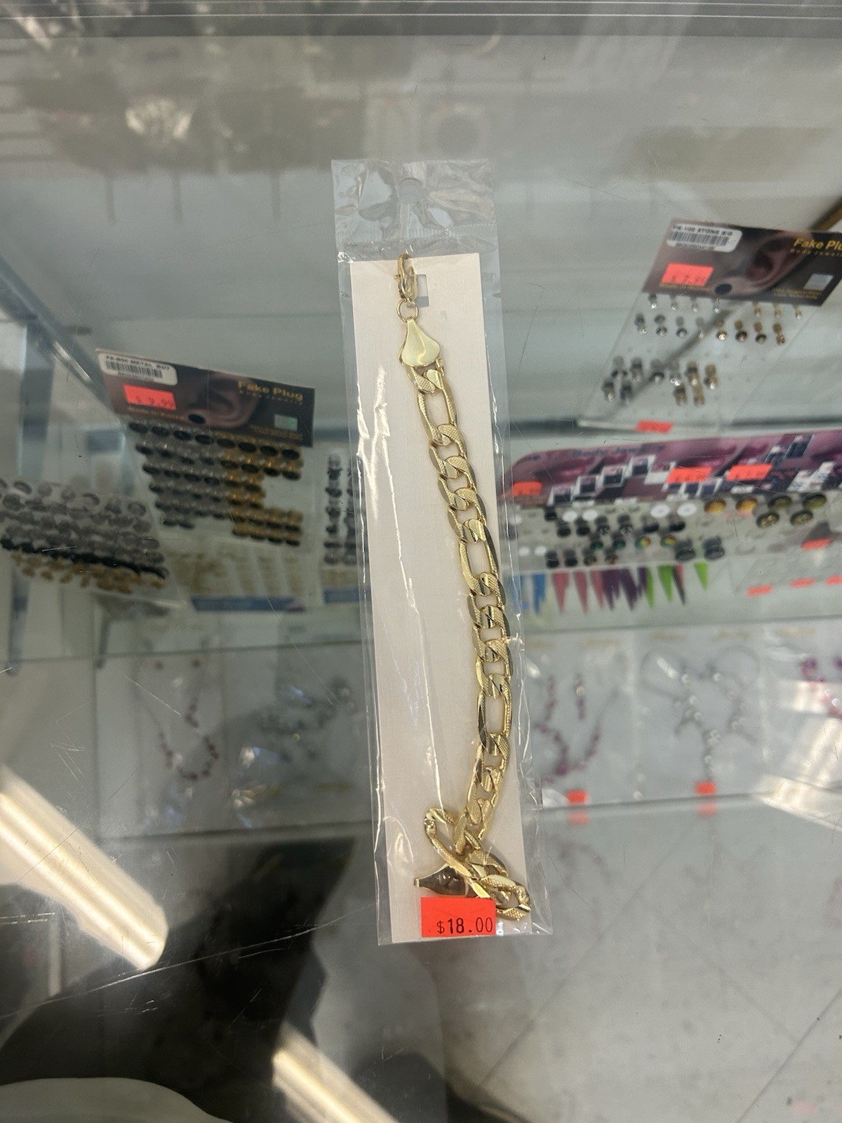 Gold Tone Figaro Link Chain Necklace Diamond Cut Detail Hip Hop Streetwear