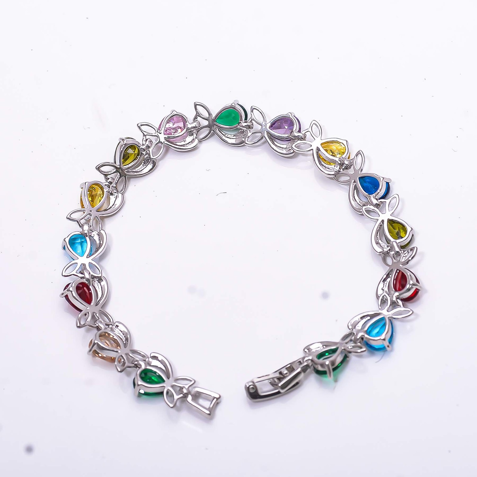 Multi Gemstone 925 Sterling Silver Tennis Bracelet 6.99″, Christmas Gift B6862
