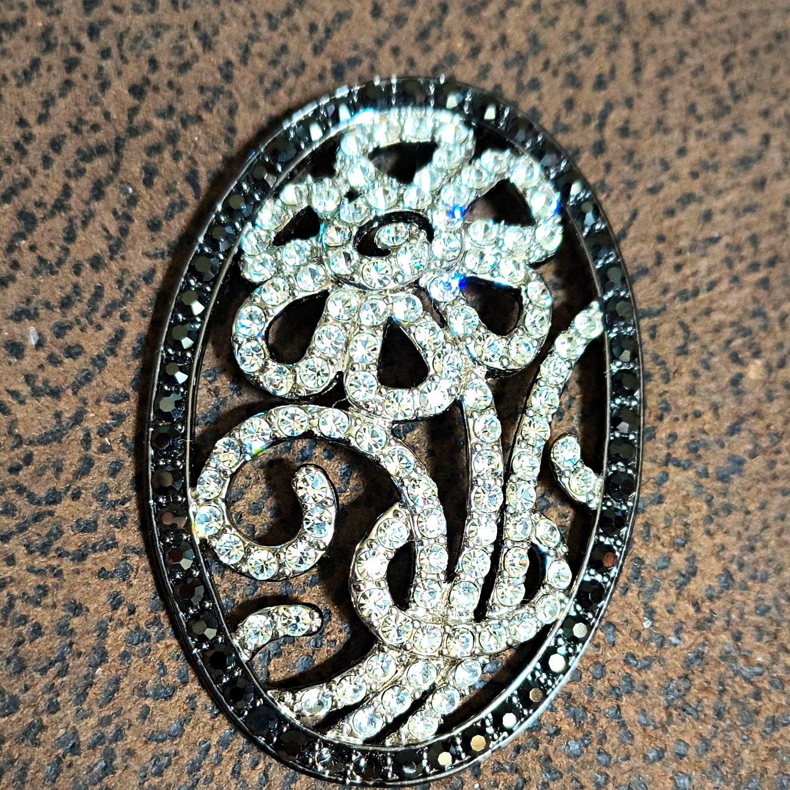 Nolan Miller Vintage Floral Charm Pendant with Pavé Crystal Rhinestones