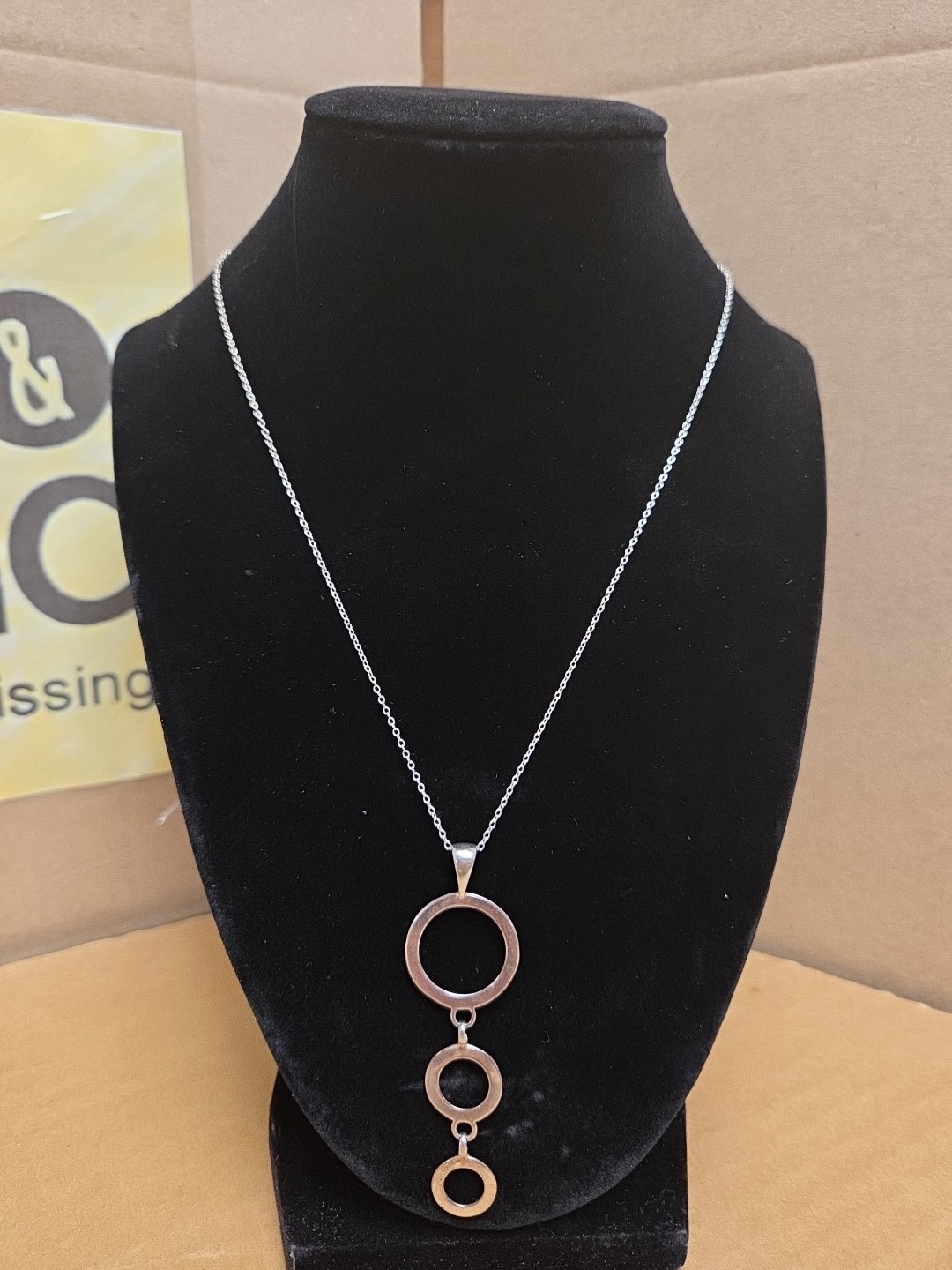 Fashion Jewelry 925 Sterling Silver 3 Circles Women Necklace *SEE PICS