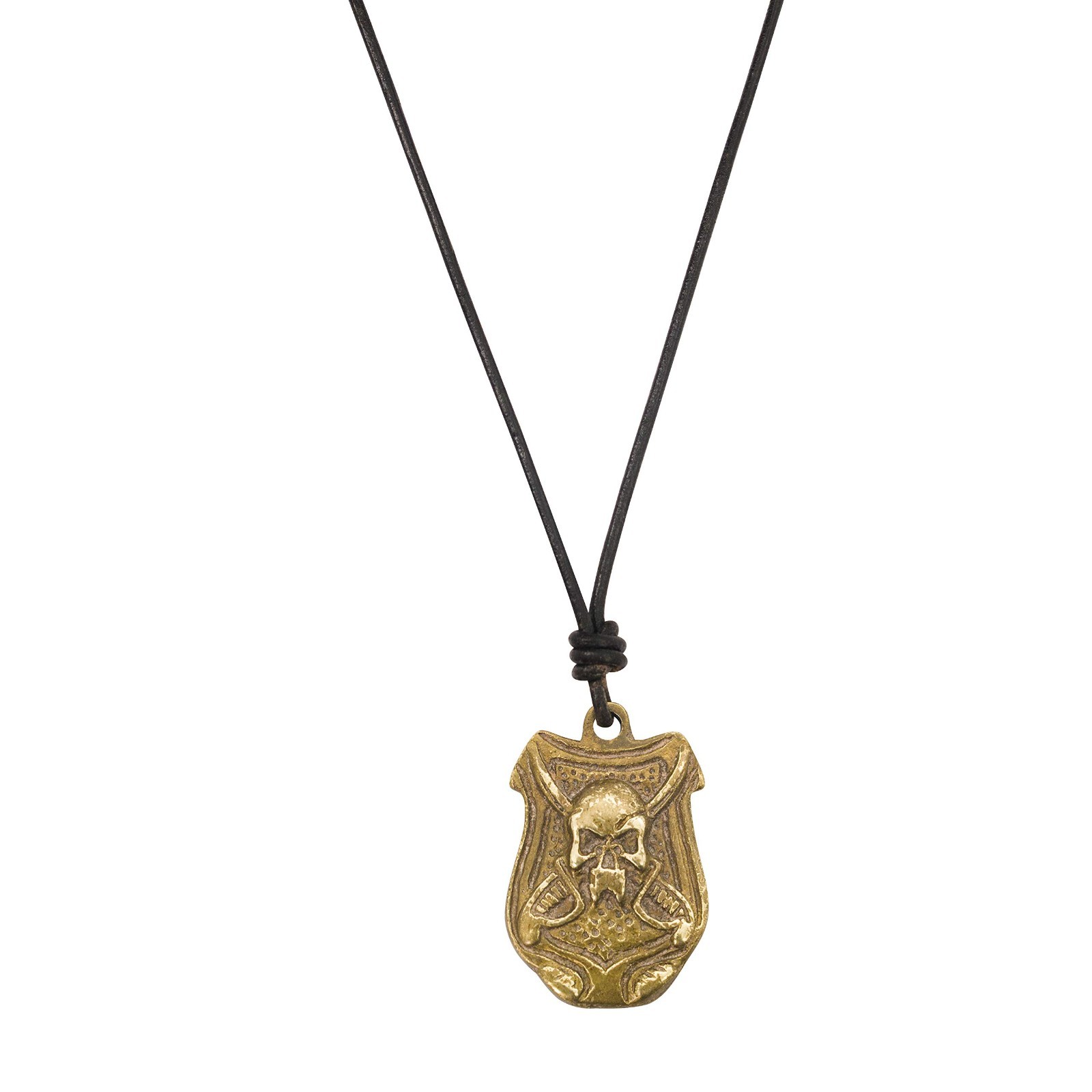 Medieval Pirate Pendant Adjustable Necklace with Black Leather Cord