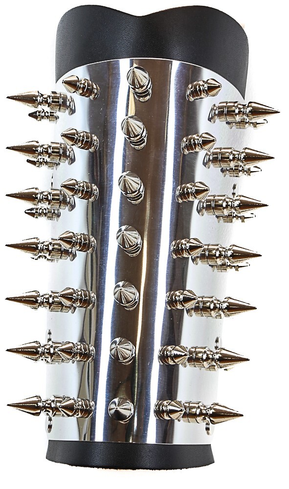 Metal Plate 1″ Spike Gauntlet Bracer Genuine Leather Heavy Metal By Funkplus