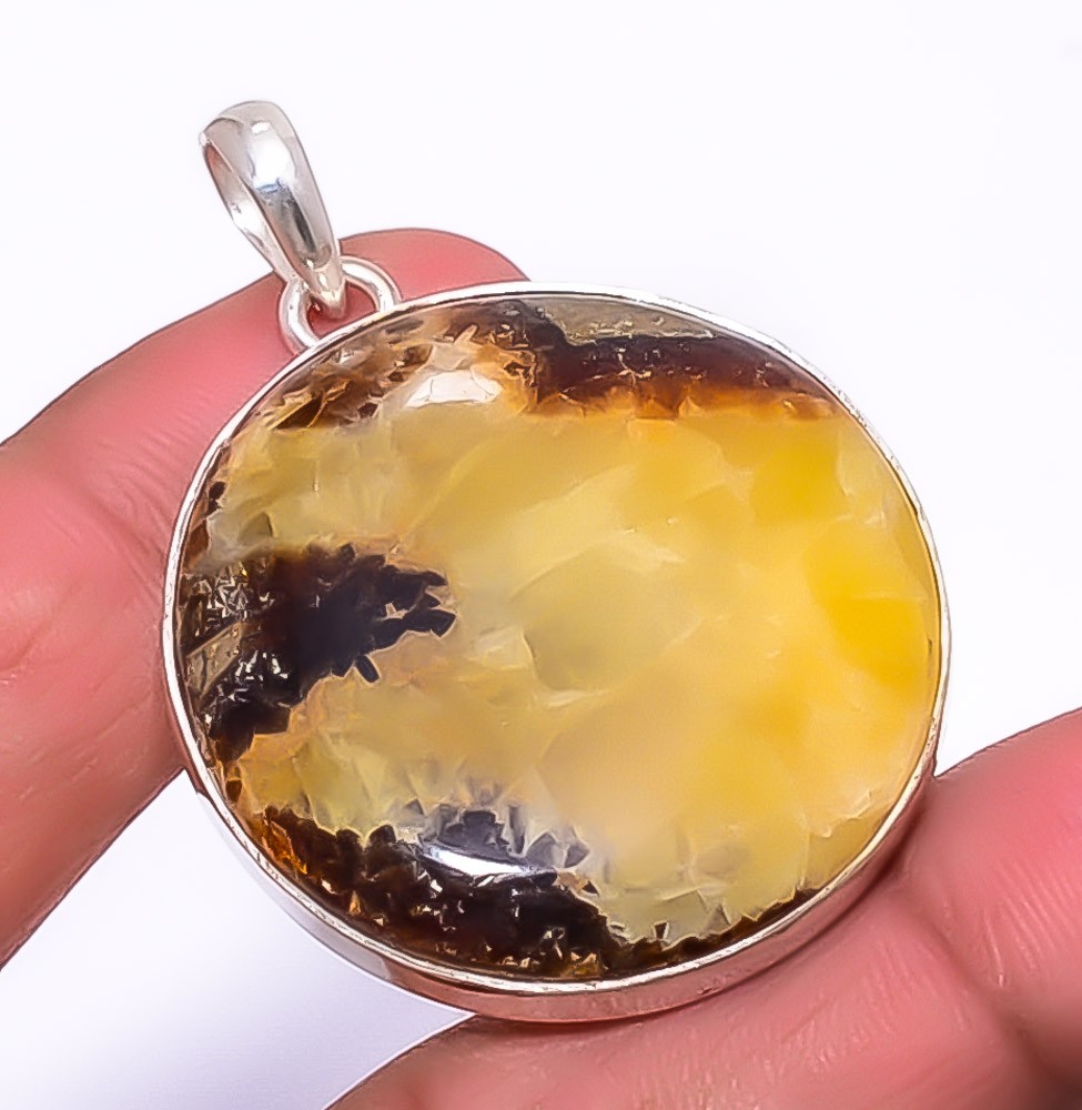 Septerian Stone Gemstone Gemstone Silver Handmade Pendant 1.76″ A39