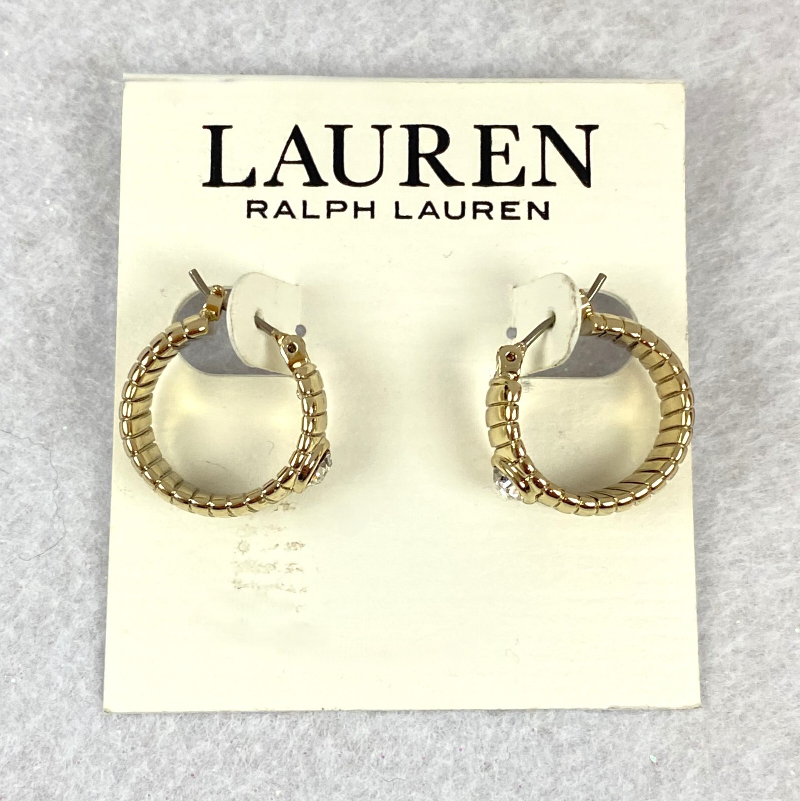 Lauren Ralph Lauren 16mm Omega Stone Hoop Earrings Gold Tone