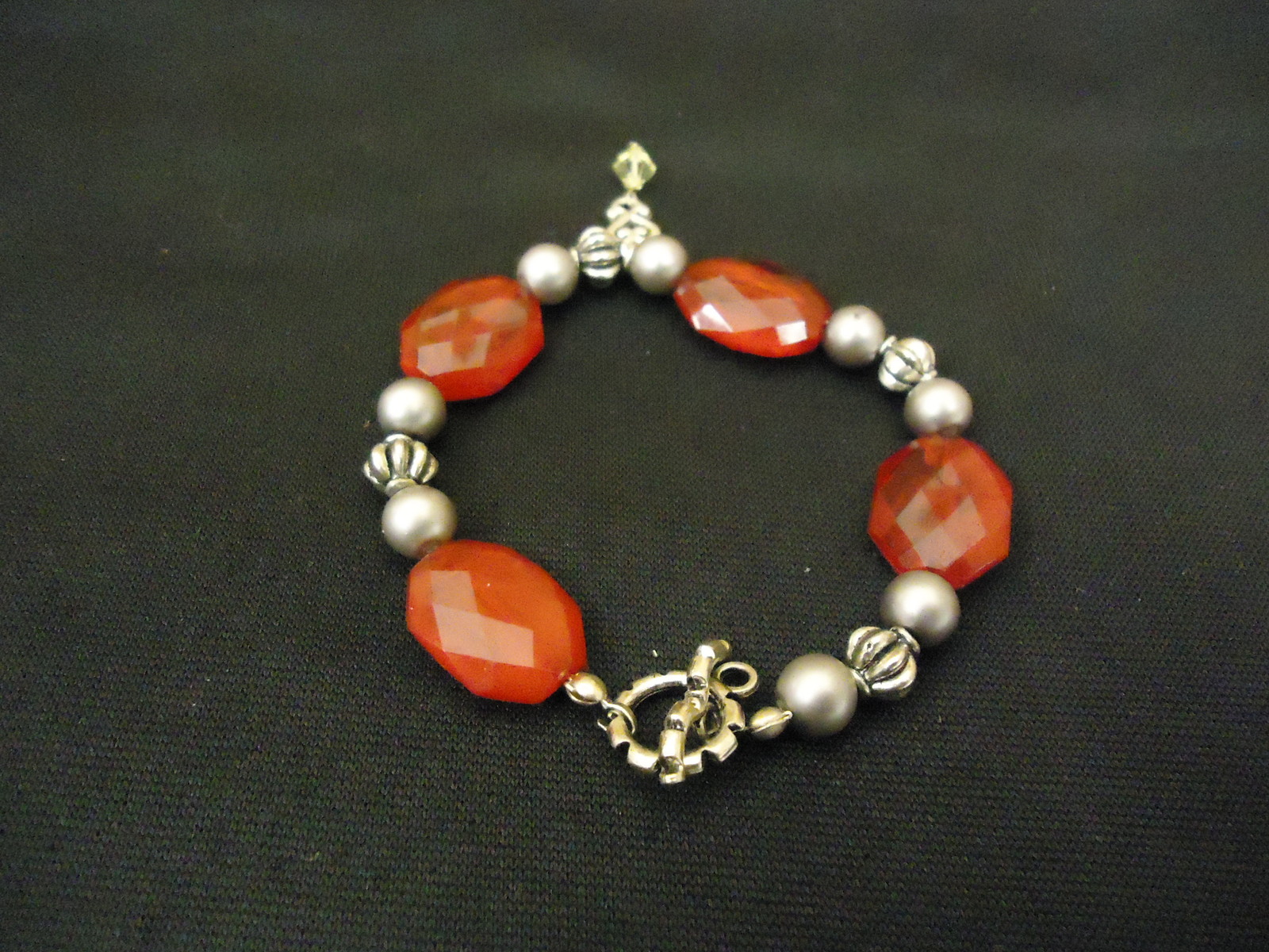 Designer Fashion Bracelet Strand/String Metal Female Adult Reds/Silvers