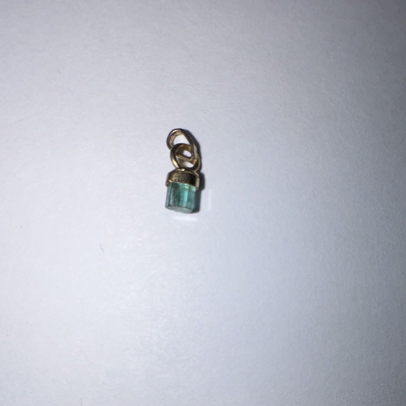 Green Rectangular Stone Pendant Charm w/ Bail, 7.4 mm, 1 Stone