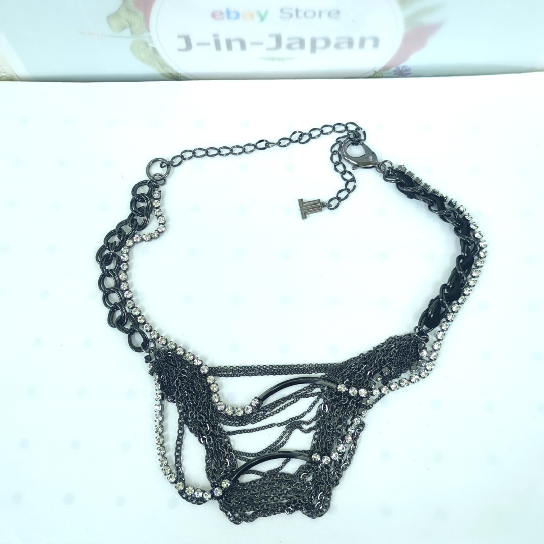LANVIN COLLECTION Necklace Black and Gray Crystal Rhinestones