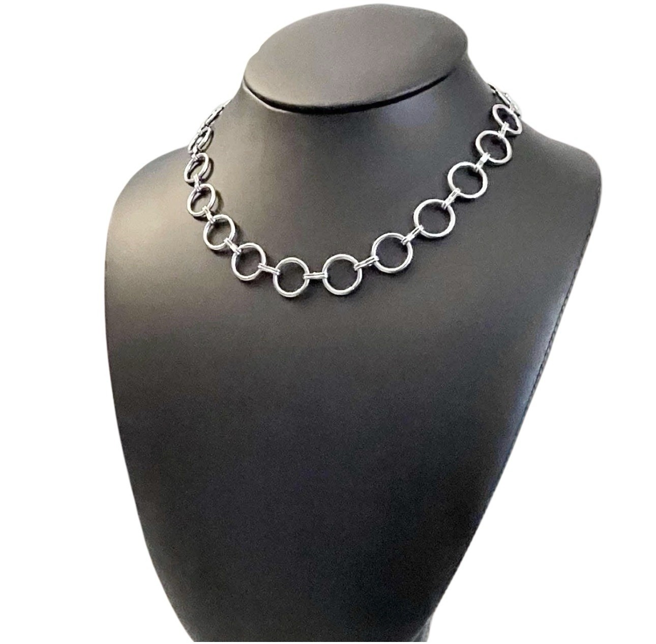 Stainless Steel Circle Link Chain Silver Color 22”