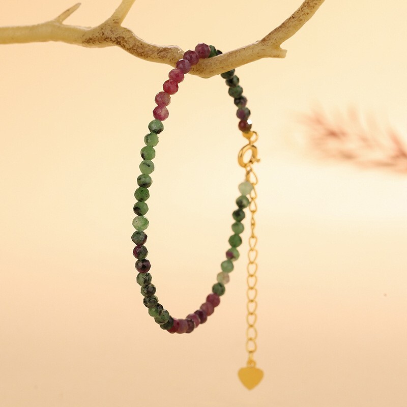 Natural Ruby Zoisite Stone Stone Bracelet Anyolite Gemstone Bracelet Minimalist