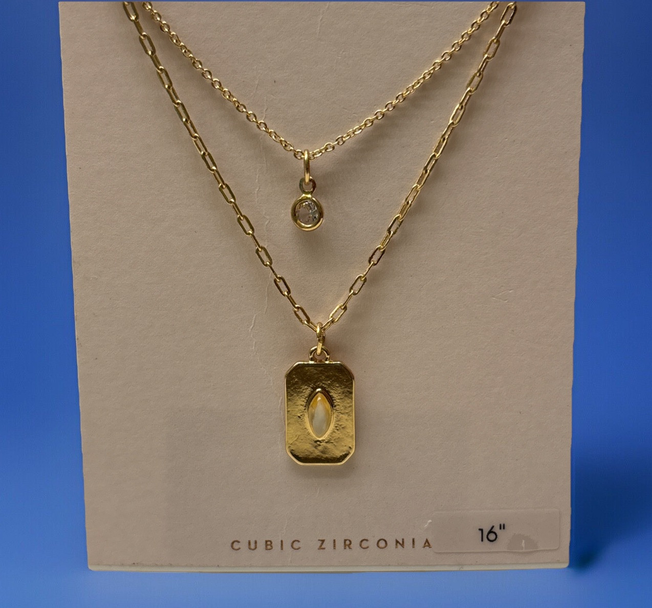 Lauren Conrad NWT 16” Gold Platted Necklace Cubic Zirconia Kohls Item