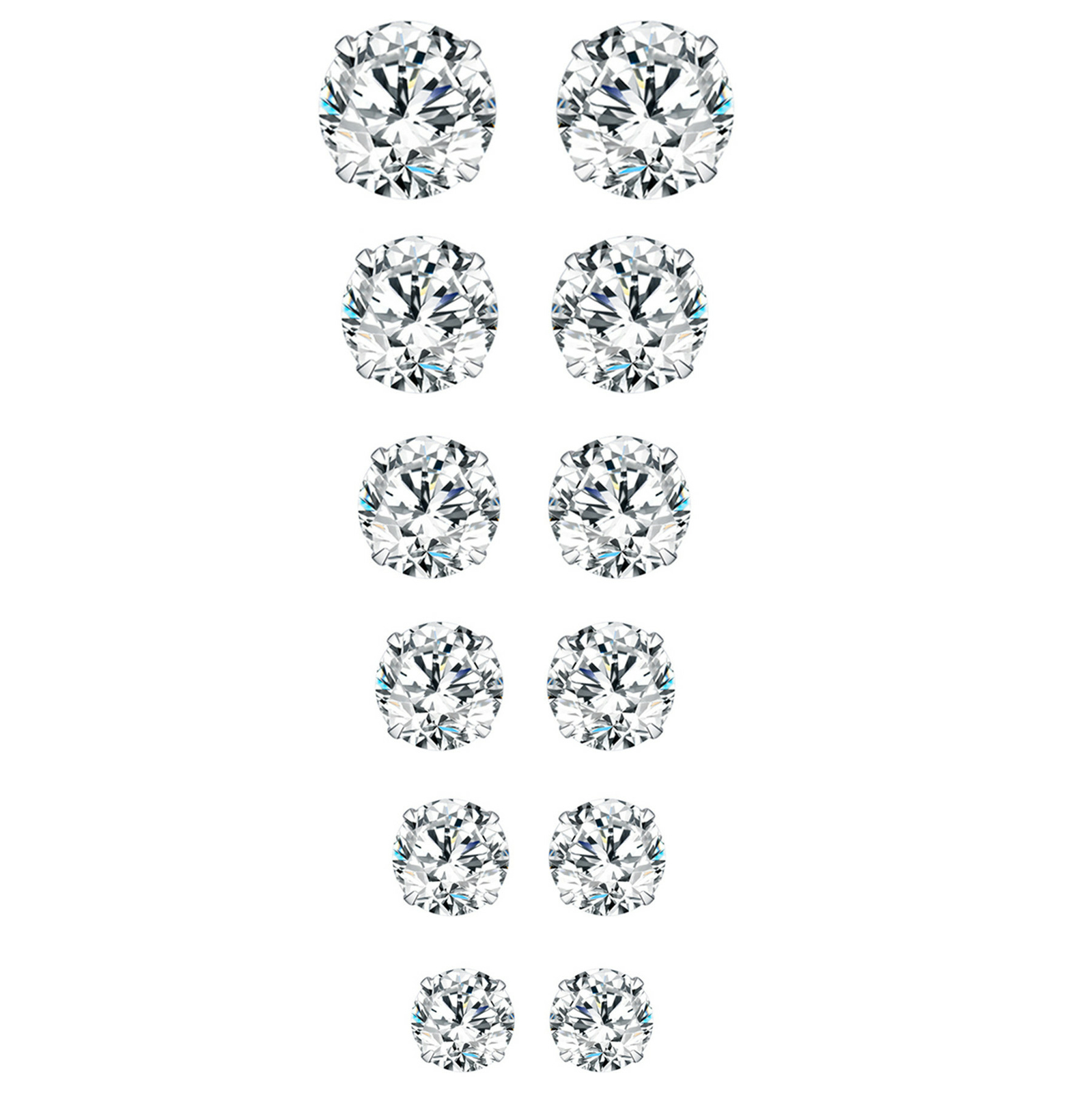 925 Sterling Silver Shiny AAAAA Cubic Zirconia Stud Earrings Womens Jewelry Gift