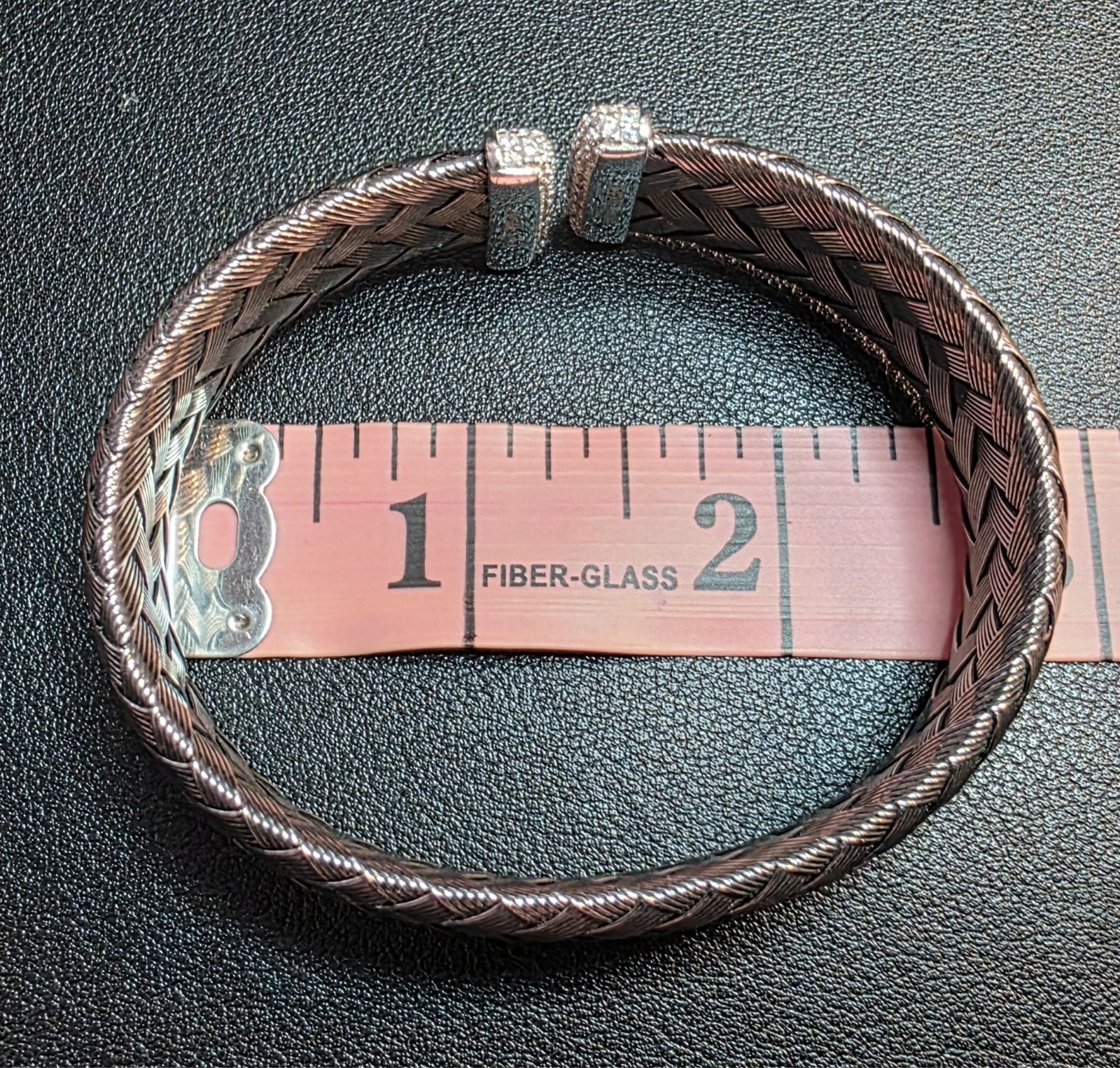 JCM Sterling Silver Black Woven Braided Cuff Bracelet 37.49g