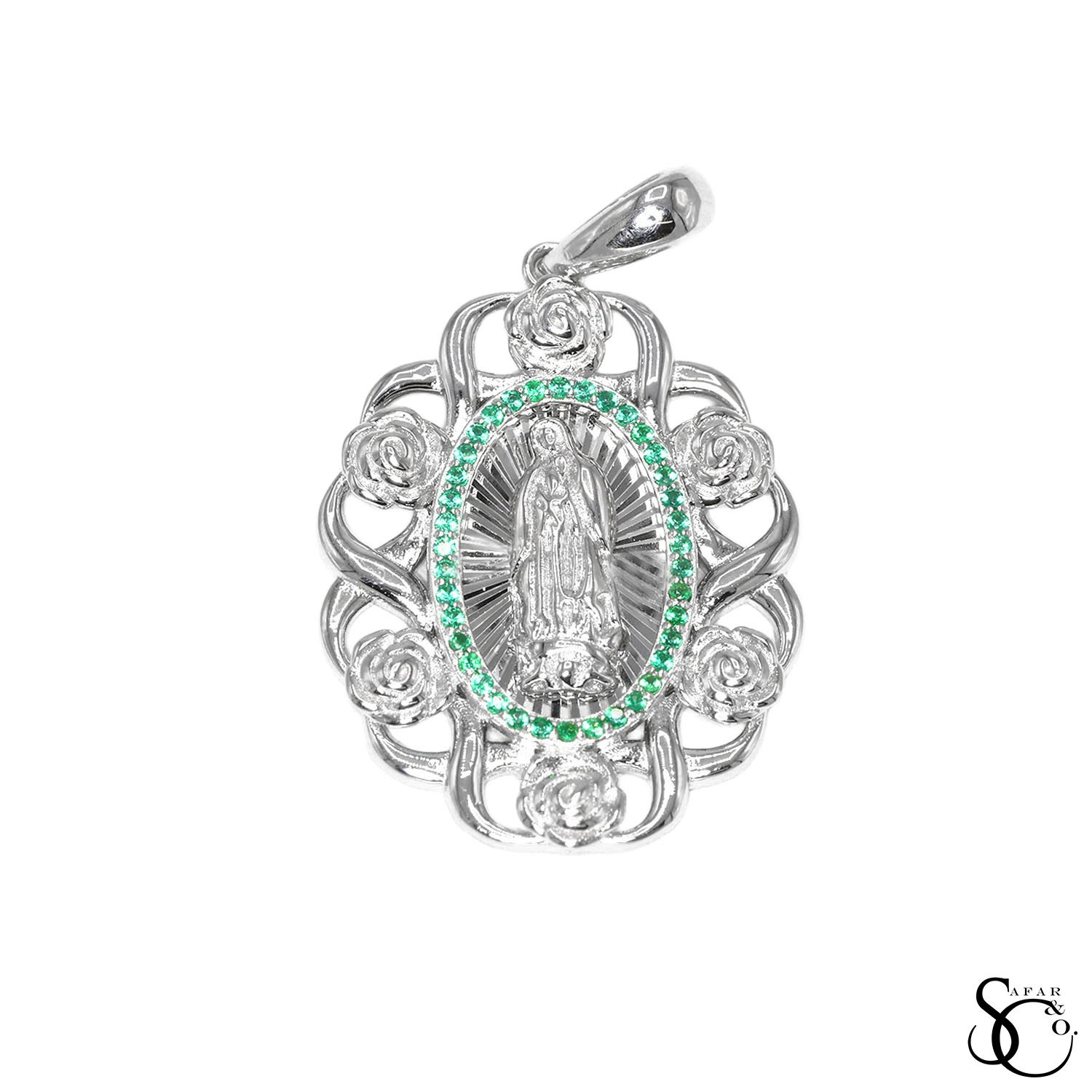 925 Sterling Silver Our lady of Guadalupe Virgin Mary Pendant Charm