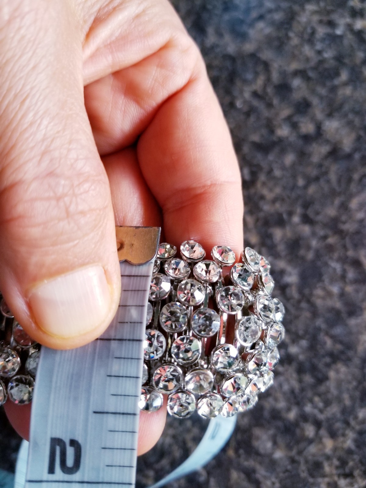 Iridescent Silver Rhinestone Stretch Bracelet Crystal Pageant Prom Drag Jewelry