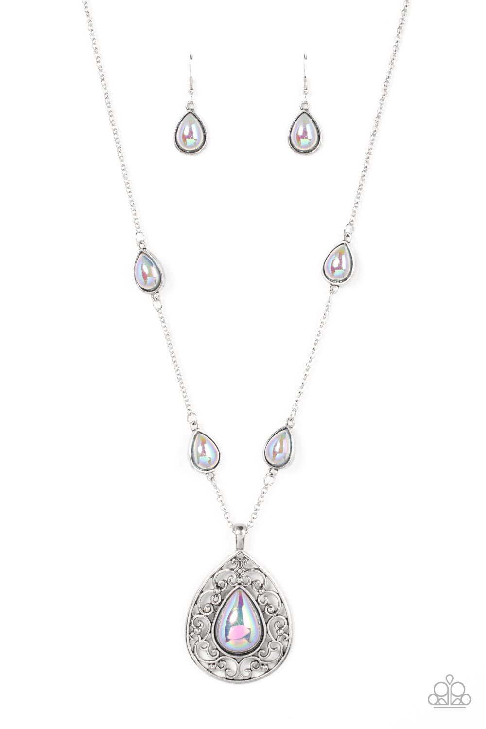 Paparazzi ~ Magical Masquerade Silver Iridescent Necklace 🌈NEW RELEASE 2022🌈