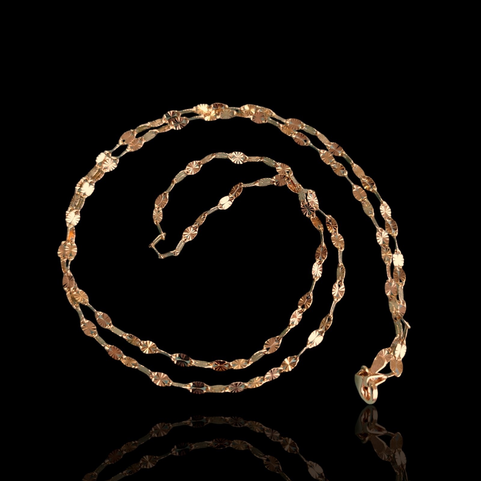 Bellezza Itaor Italy Gold Plated Mirror Chain Necklace 30in
