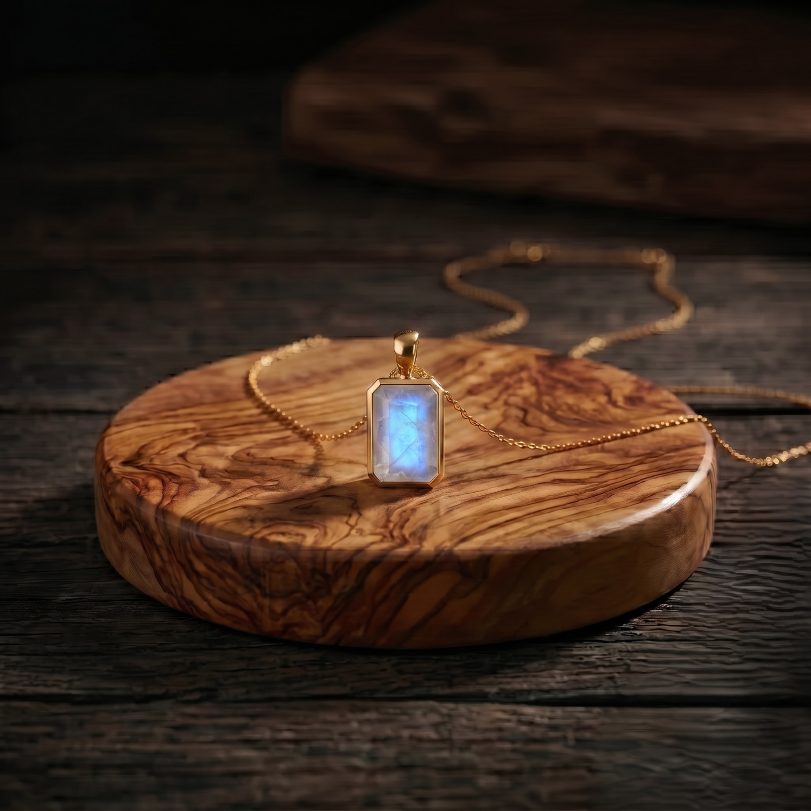 Gold Plated Rainbow Moonstone Handmade Dainty Minimalist Pendant Womens Jewelry