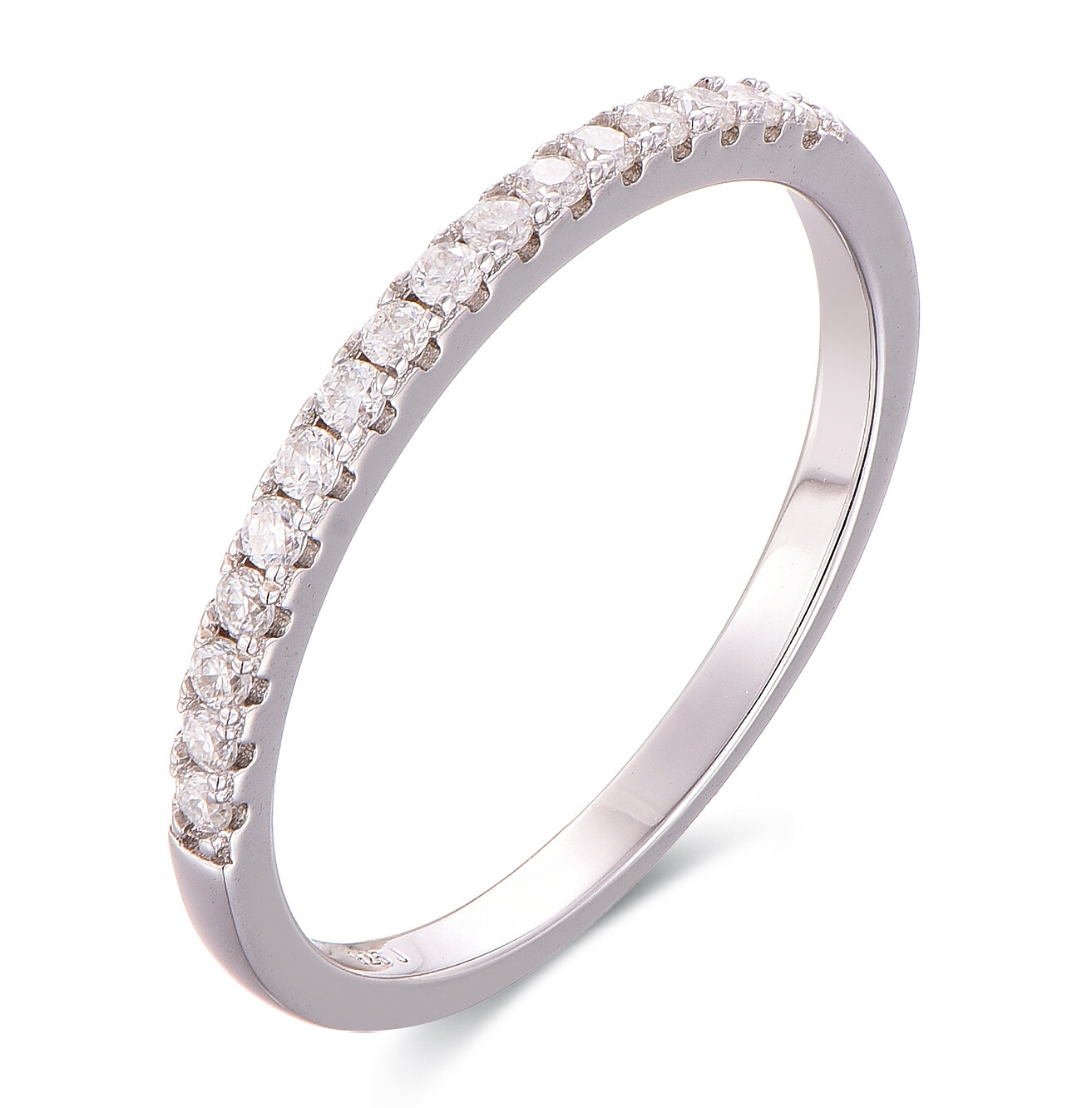 1.8mm CZ Wedding Band 925 Sterling Silver Half Eternity Ring Guard 2.5-15 S6699