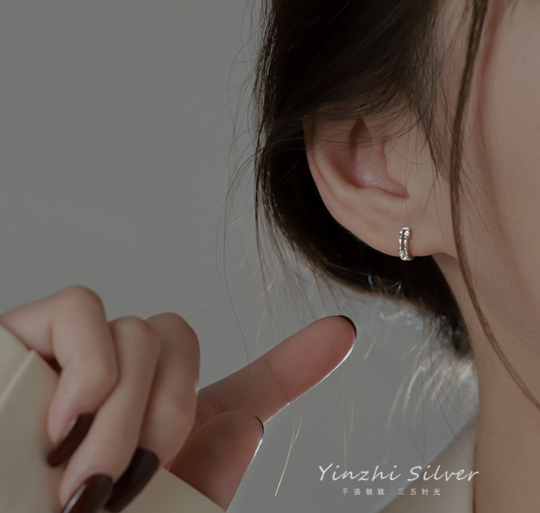 925 Sterling Silver Plated Huggie Hoop Earrings Girl Women Gift 10/6mm TH5