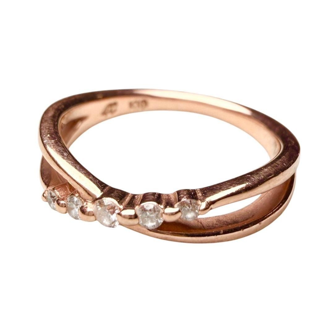 4°C K10 Gold Diamond Ring Authentic Japanese Fine Jewelry Minimalist Size 1.5