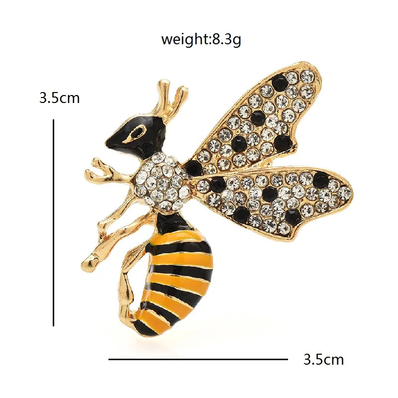 Cute Enamel Bee Gold Brooch Pin – Rhinestone Insect Jewelry, Unisex Summer Gift