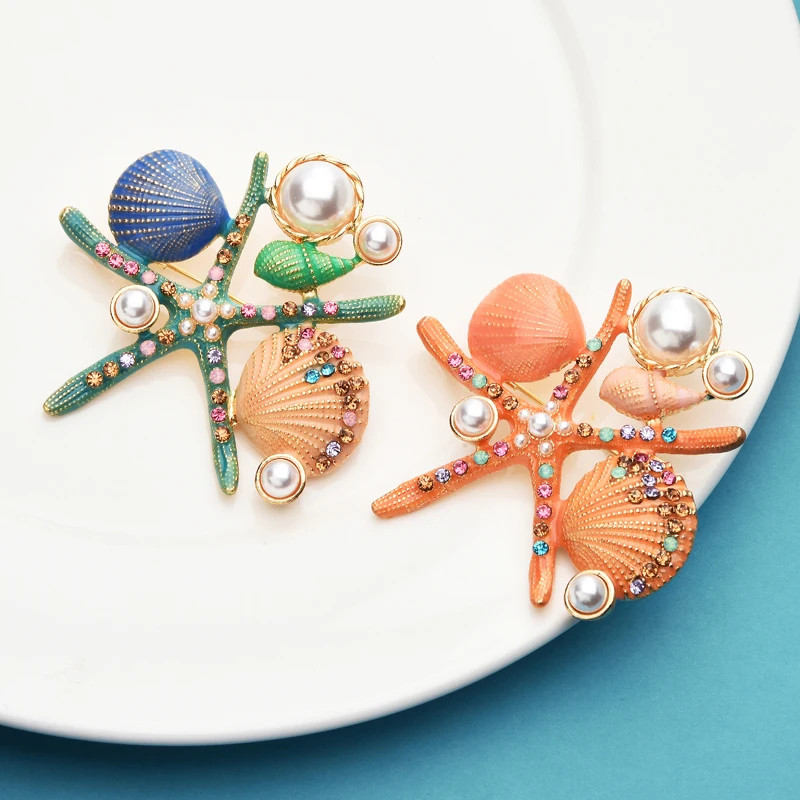 Starfish Brooches Ocean Animal Pin, Summer Beach Unisex Fashion Jewelry Gift USA