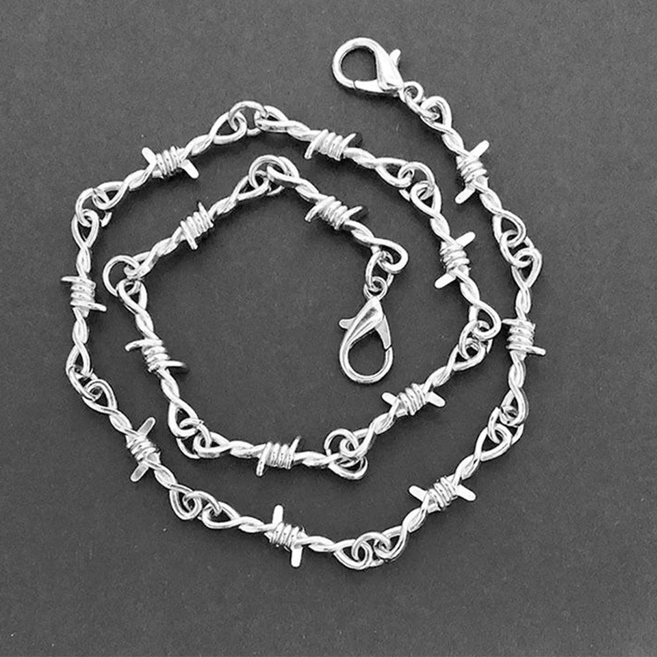 Fashion Iron Unisex Choker Necklace Women Hip-Hop Gothic Punk Barbed Wire Little