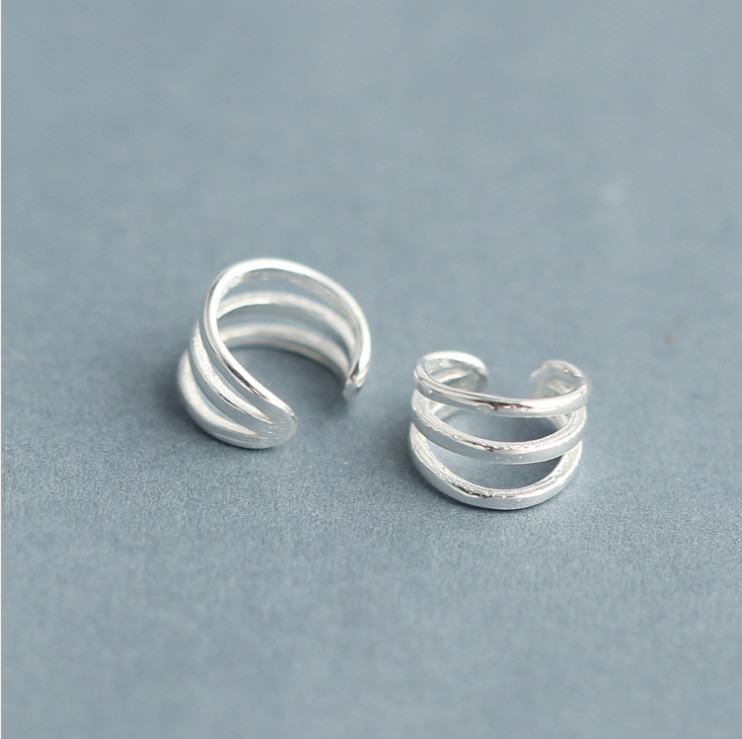 A Pair Spiral Ear Cuff Earring 925 Sterling Silver No Piercing Clip On Gift PE38