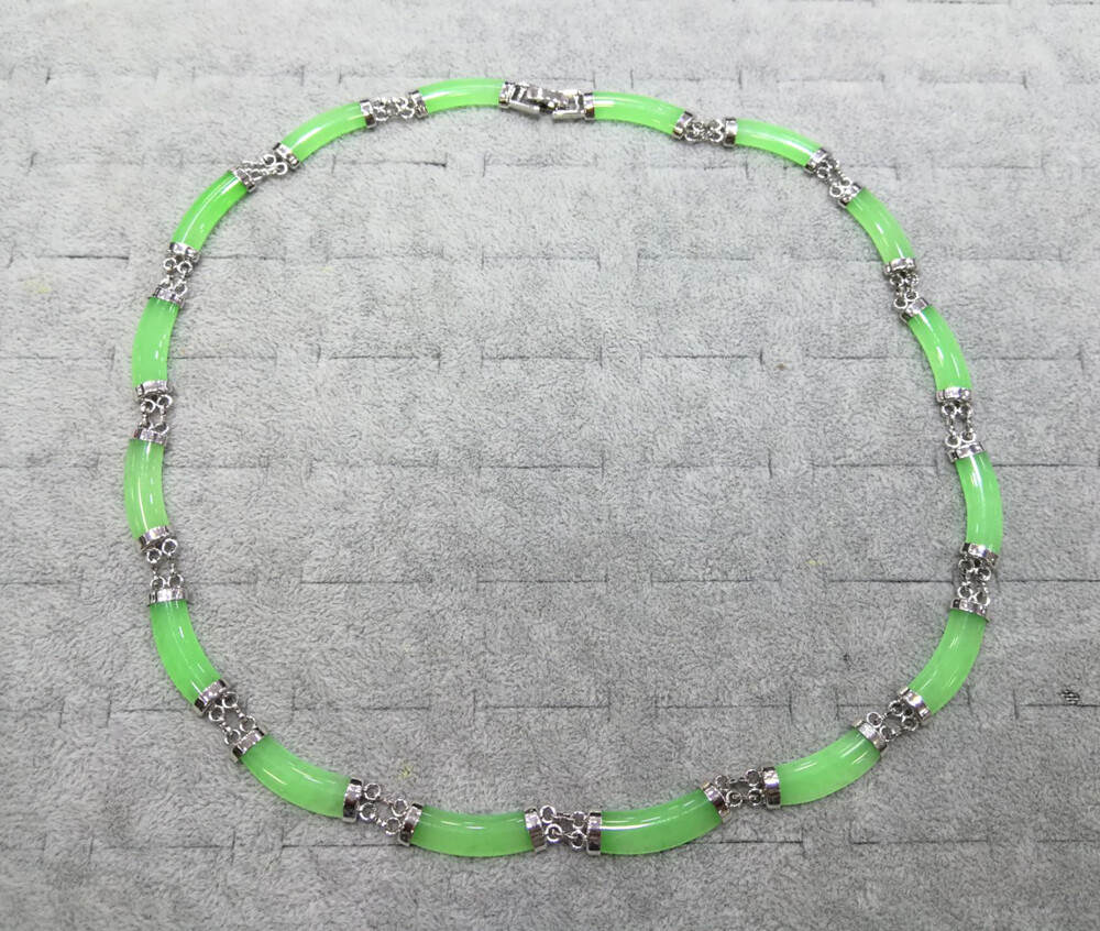 Green Red Purple White Yellow Jade Black Agate Gold Plated Link Necklace Women