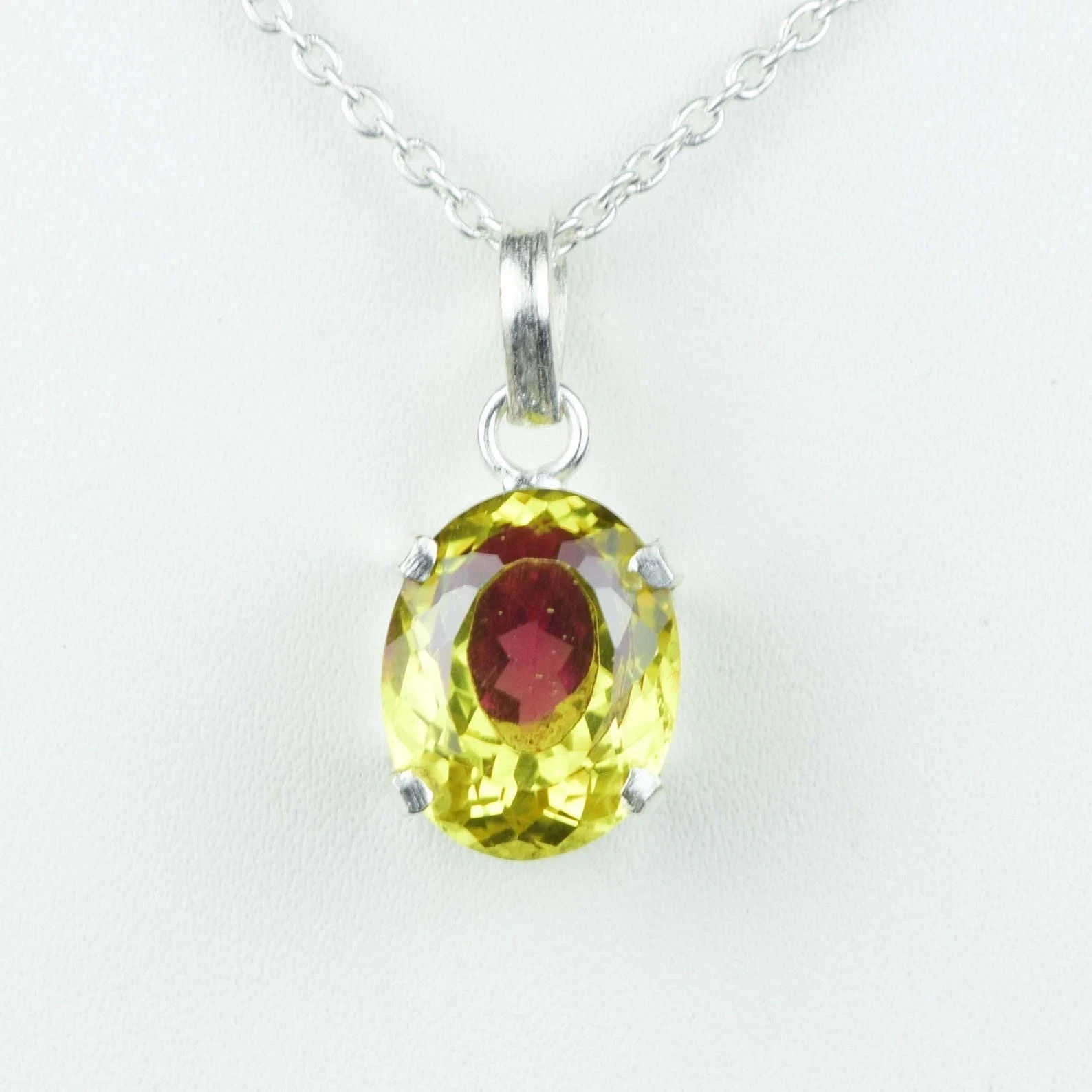 Bi-Color Rare Pitambari Sapphire Pear Natural 23.55 Ct 925 Silver Pendant Gem