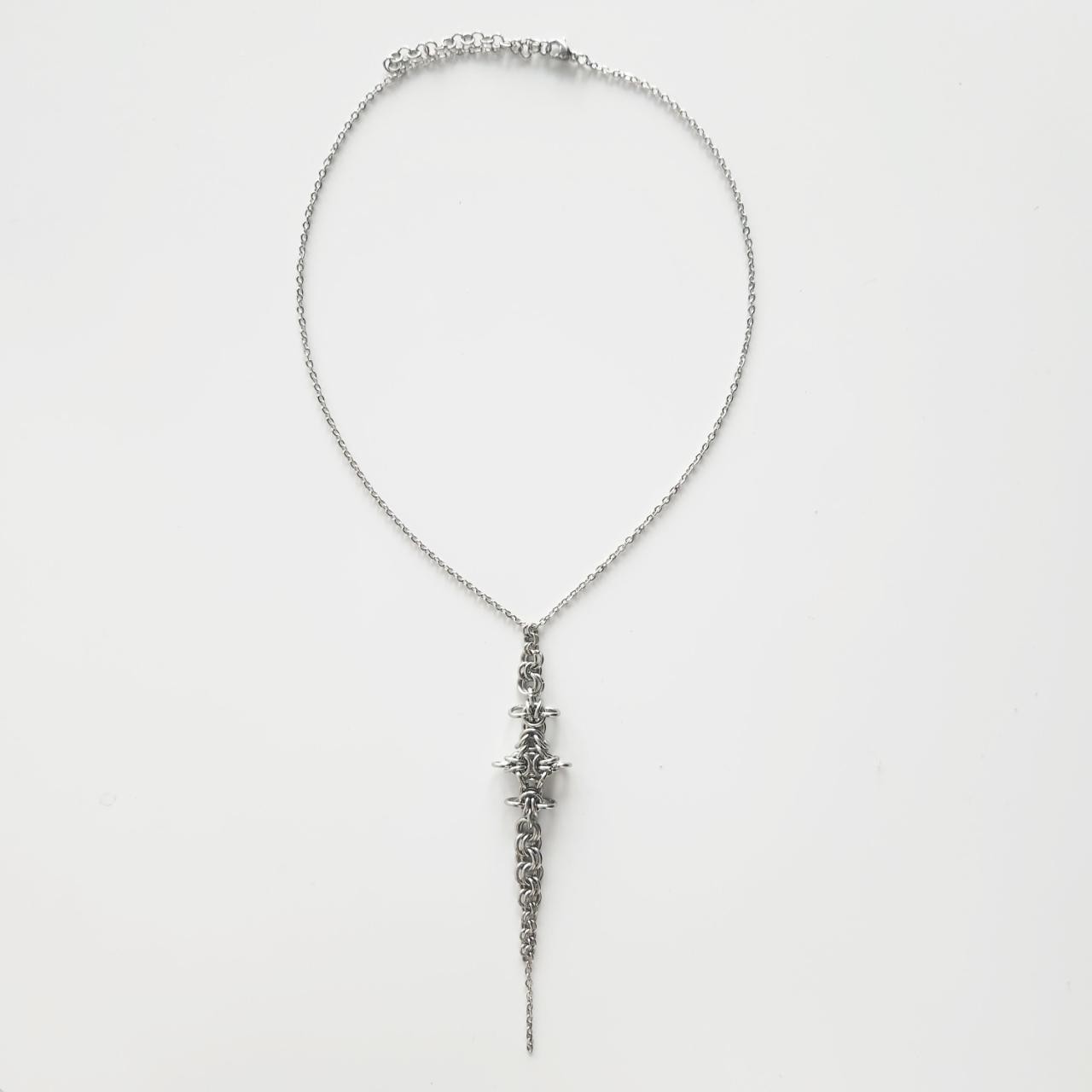 Gothic silver spiky rosary made of stainless steel