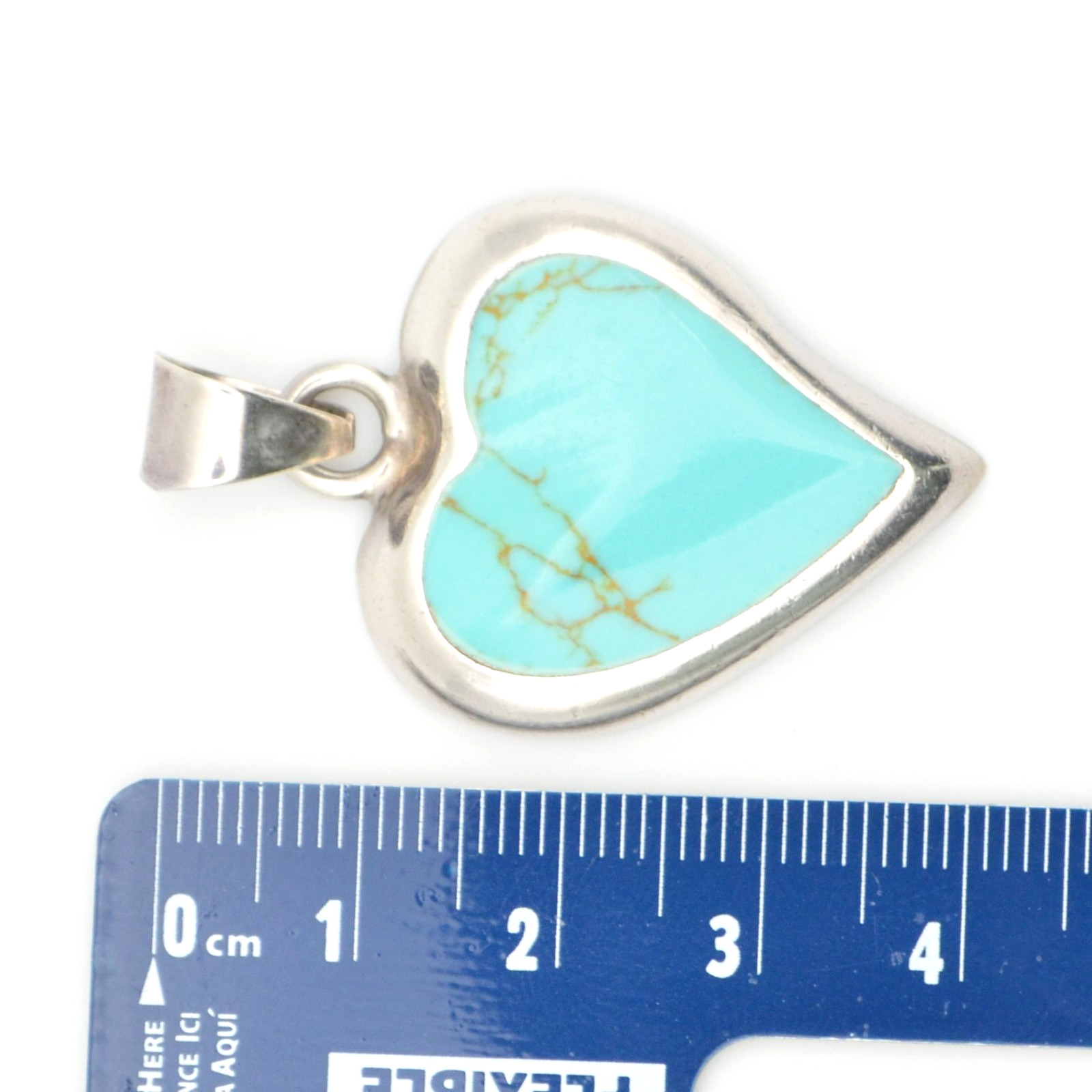 Mexican Sterling Silver Turquoise Heart Pendant & Teardrop Earrings Set 925 ATI