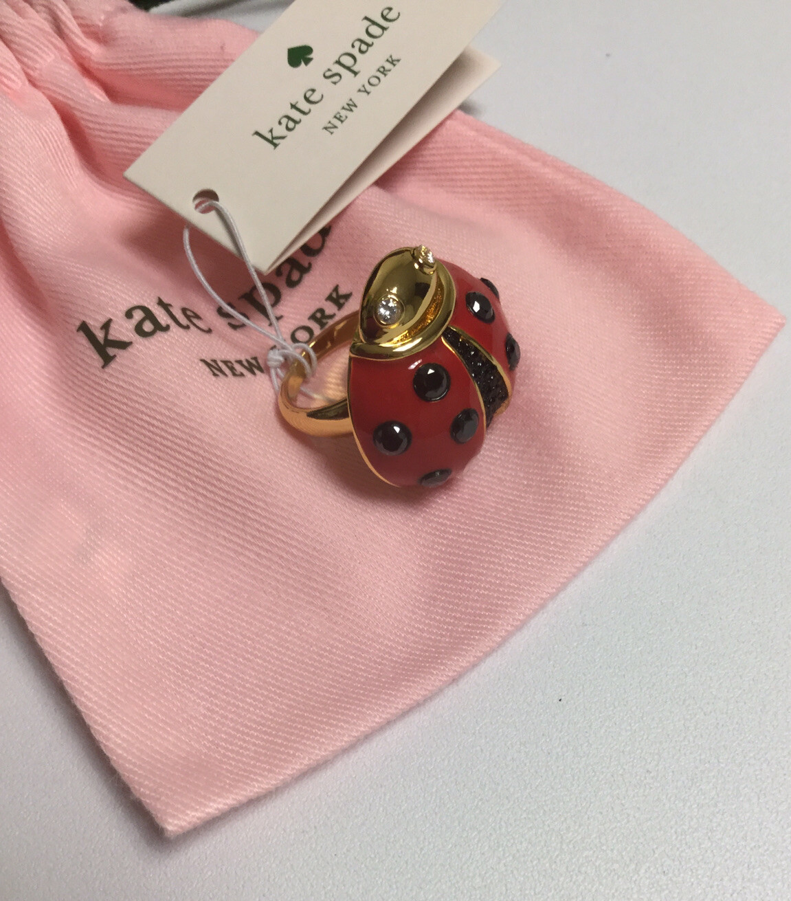 NWT Kate Spade NewYork 12 K Gold Plated Little Ladybug Ring Size 6 New