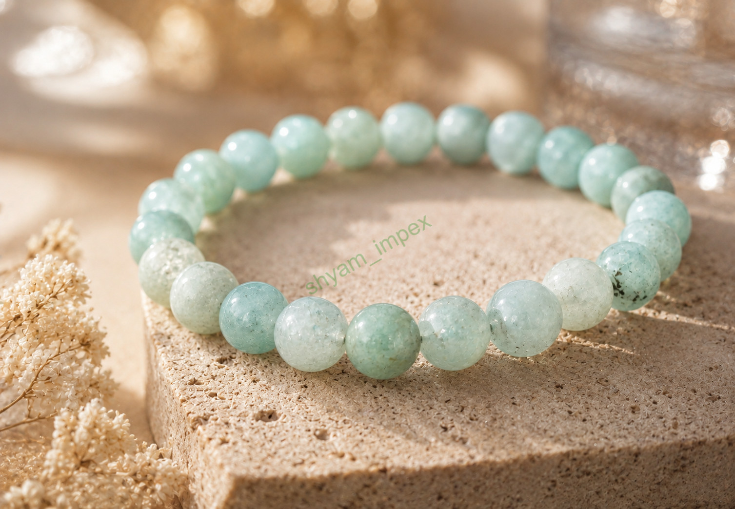 Amazonite Gemstone Beaded Stretch Bracelet Natural Crystal Healing Stone Jewelry