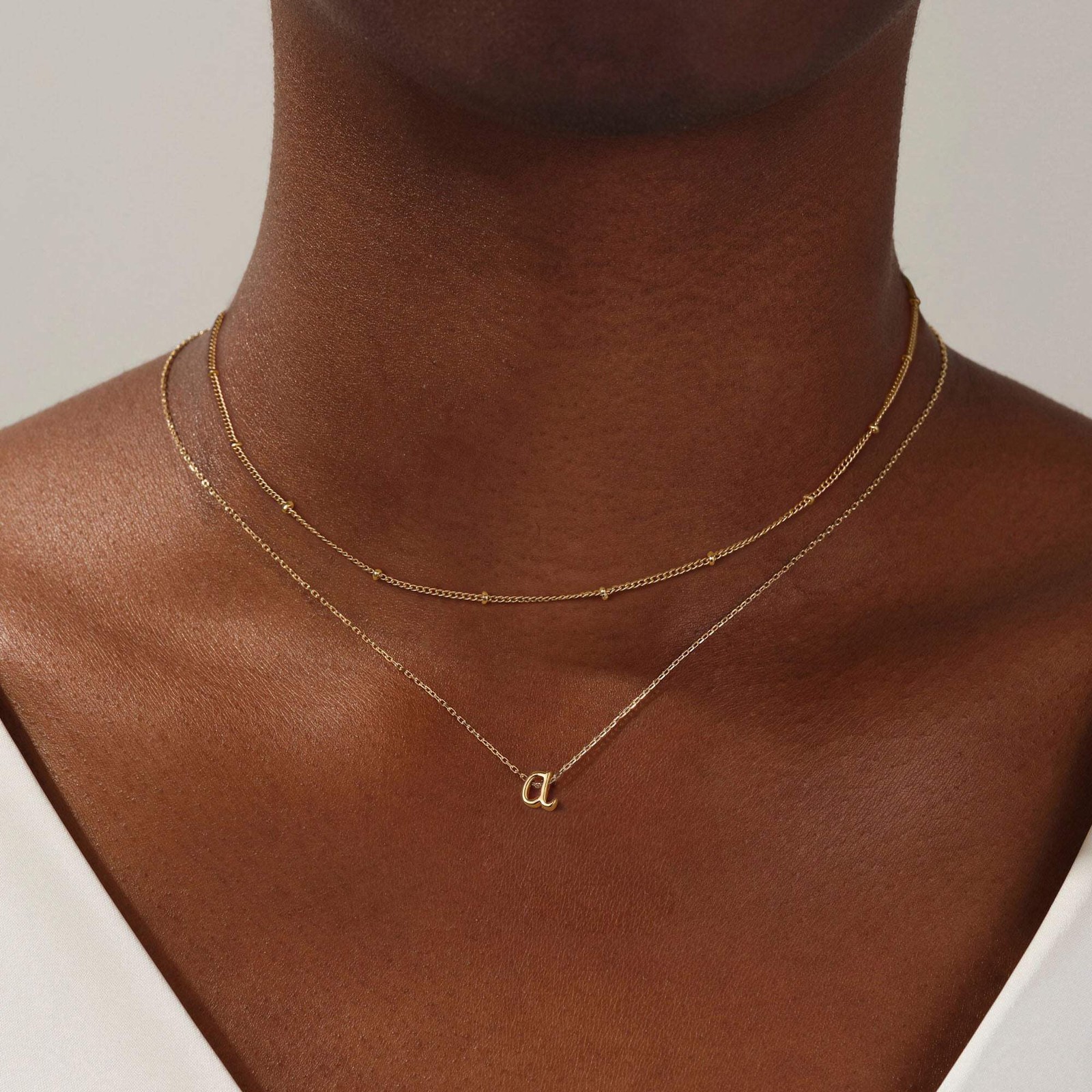 Turandoss 2PCS Gold Layered Initial Necklaces for Women Girls, 14+2.5/16+2.5In