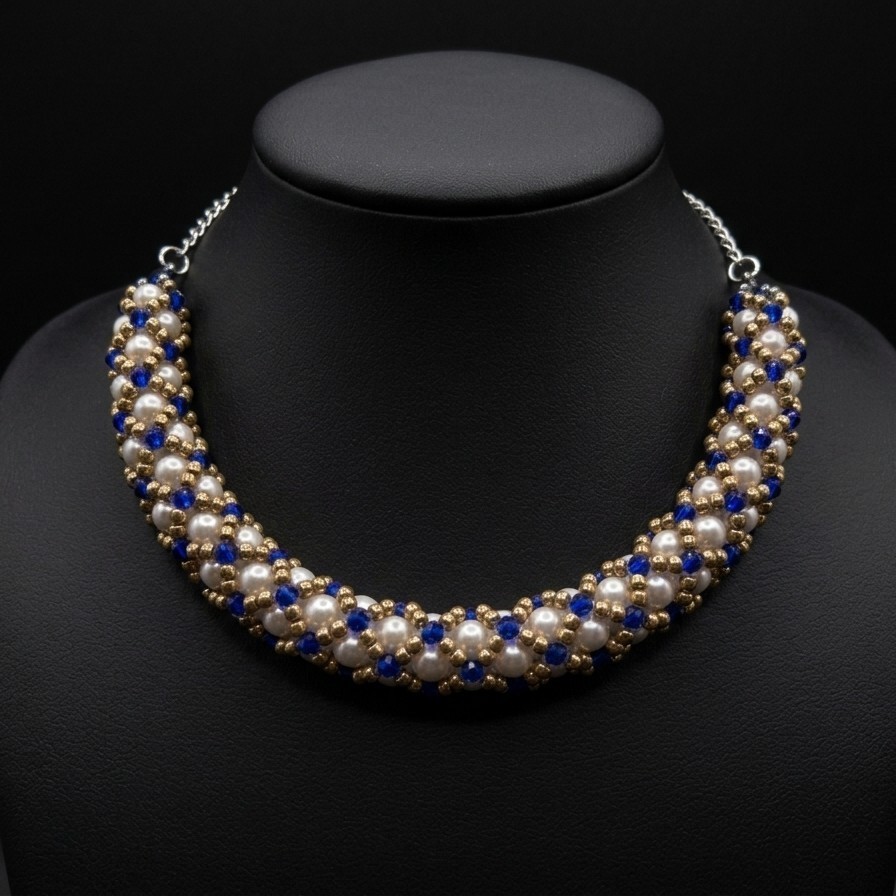 Vintage Style Tubular Beads Steel And Glass Craft Necklace