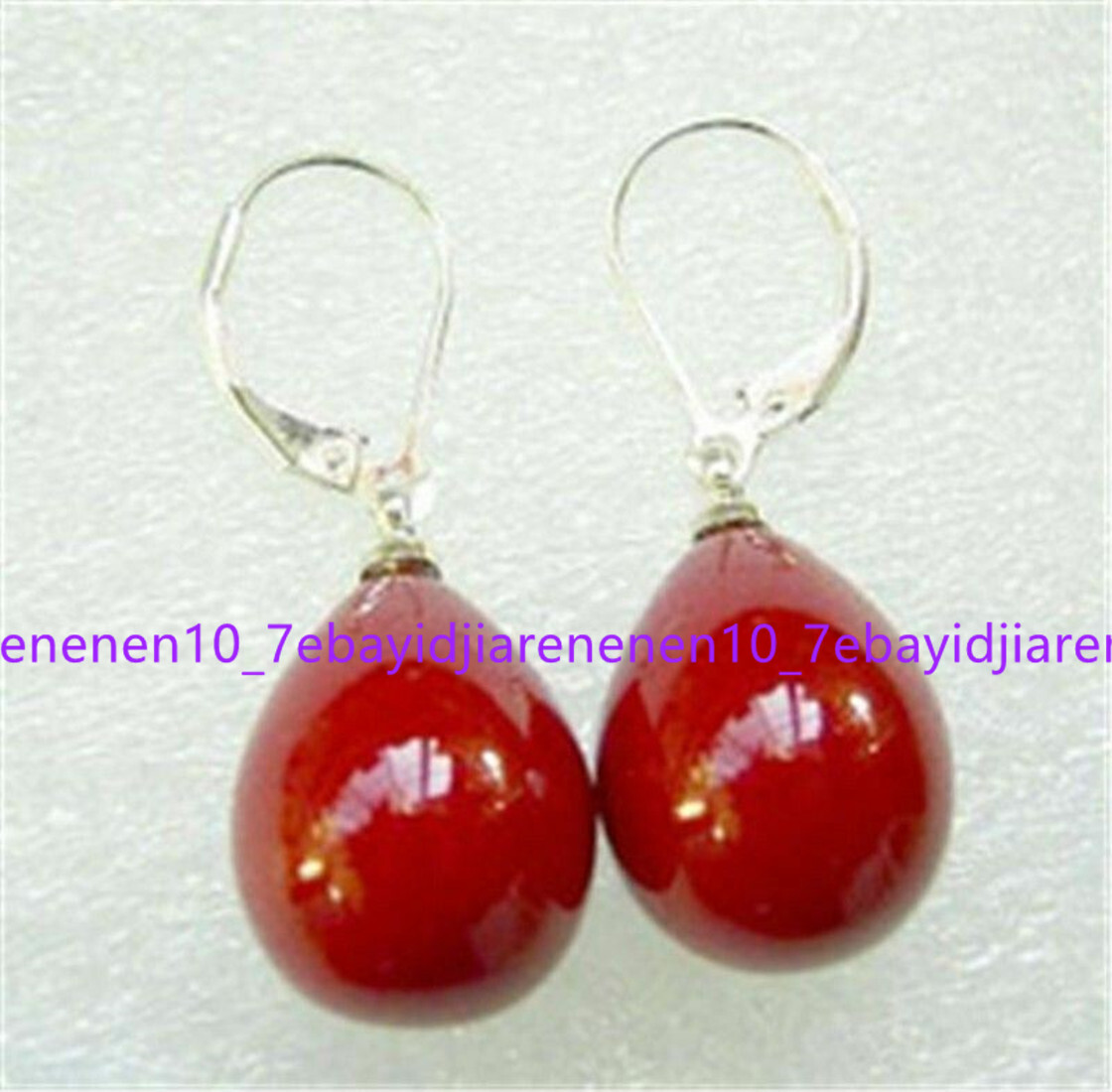 Fashion 12x16mm Drip Red South Sea Shell Pearl Leverback Earrings