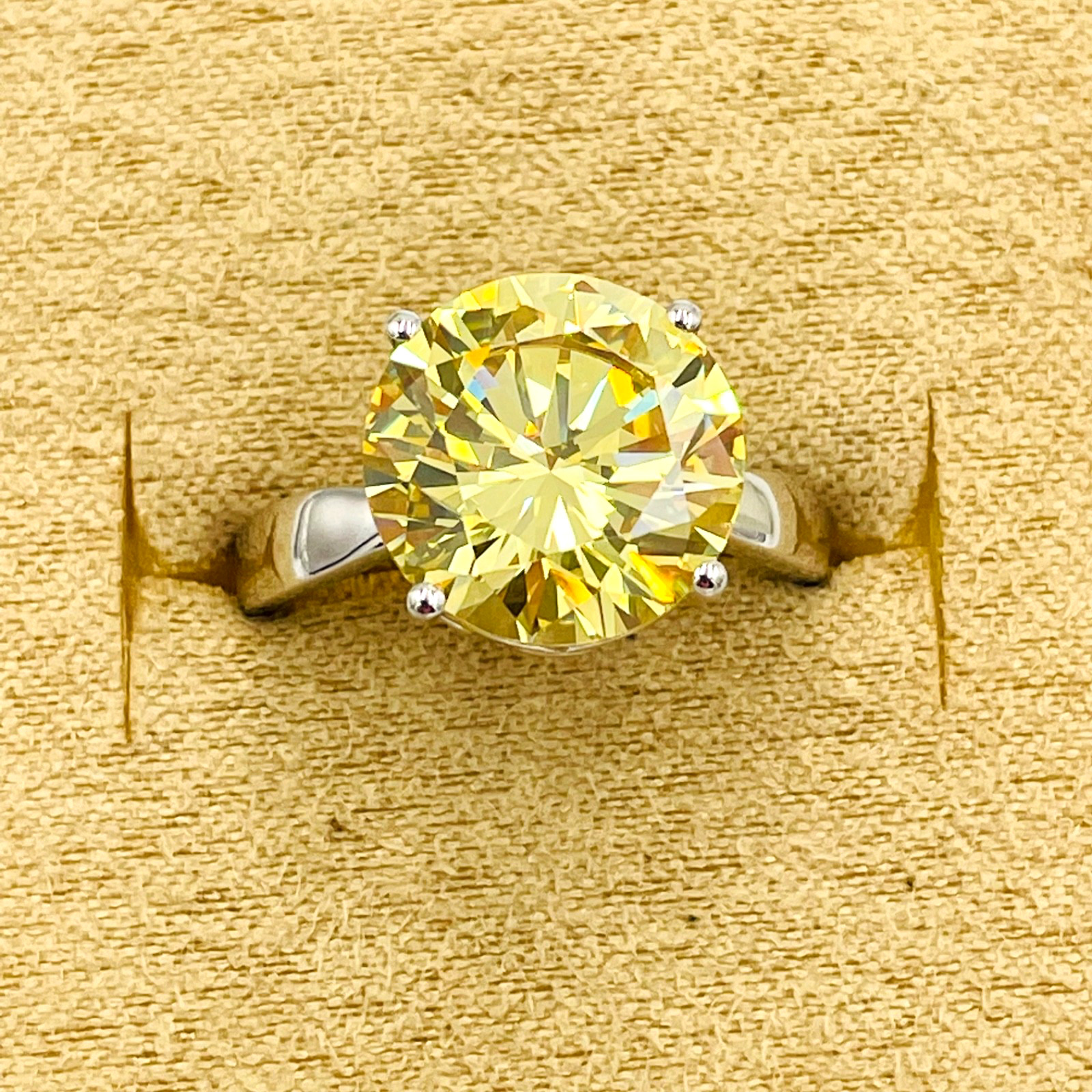 Yellow and White Cubic Zirconium Ring Rhodium over Sterling Silver BBJ Cocktail