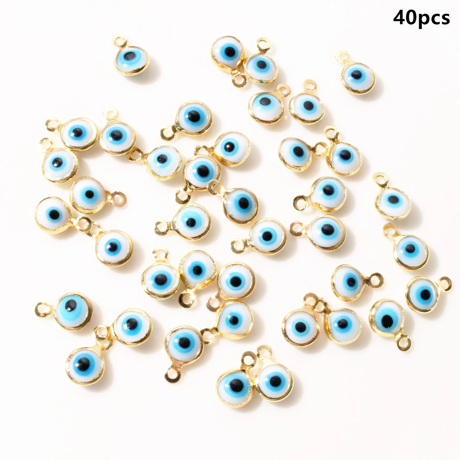 40Pcs/Lot LUCKY EYE Turkey Evil Eye Gold /Silver Color Tone Charms Connectors Be