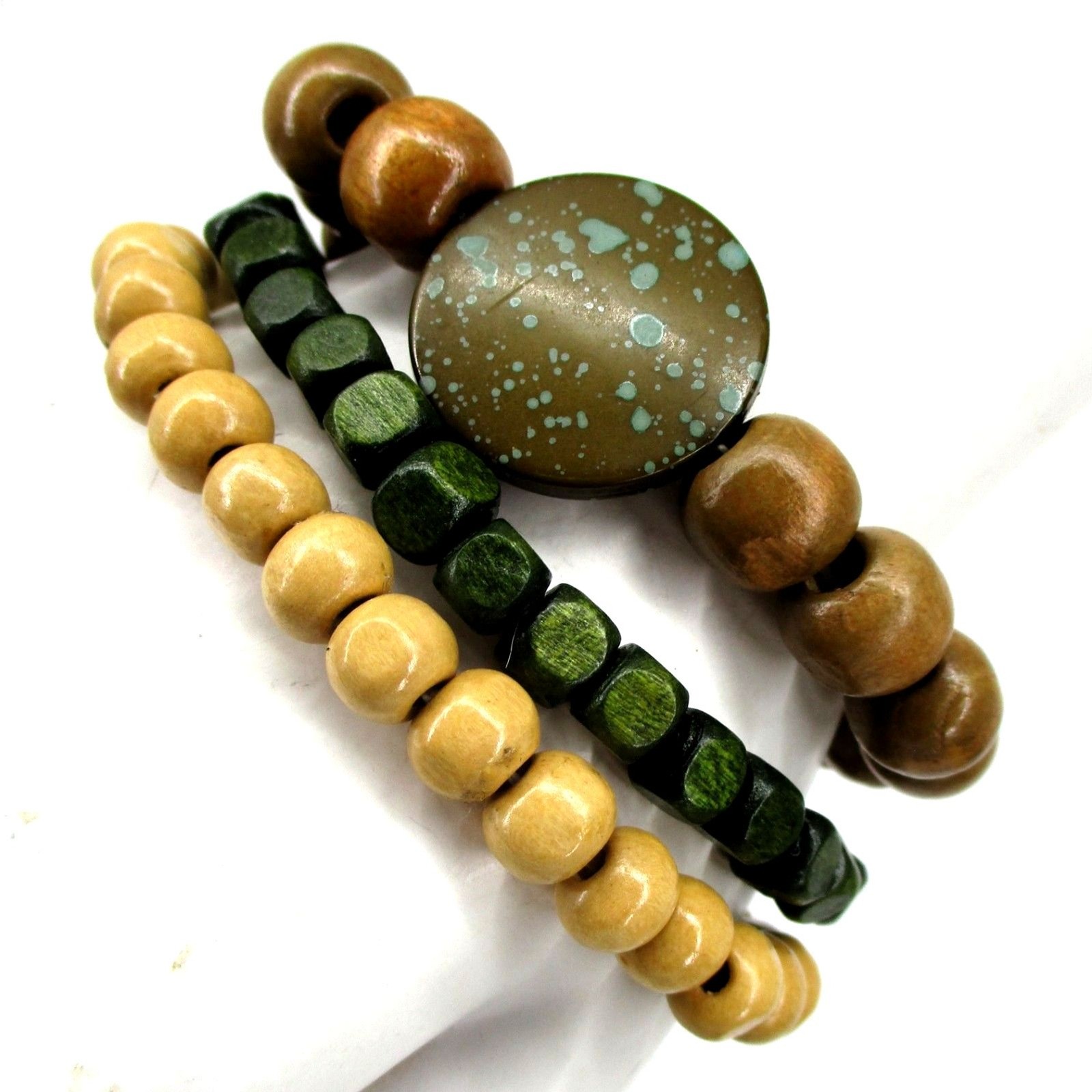 Boho Stackable Adjustable Wood Beaded Stretch Bracelet Set