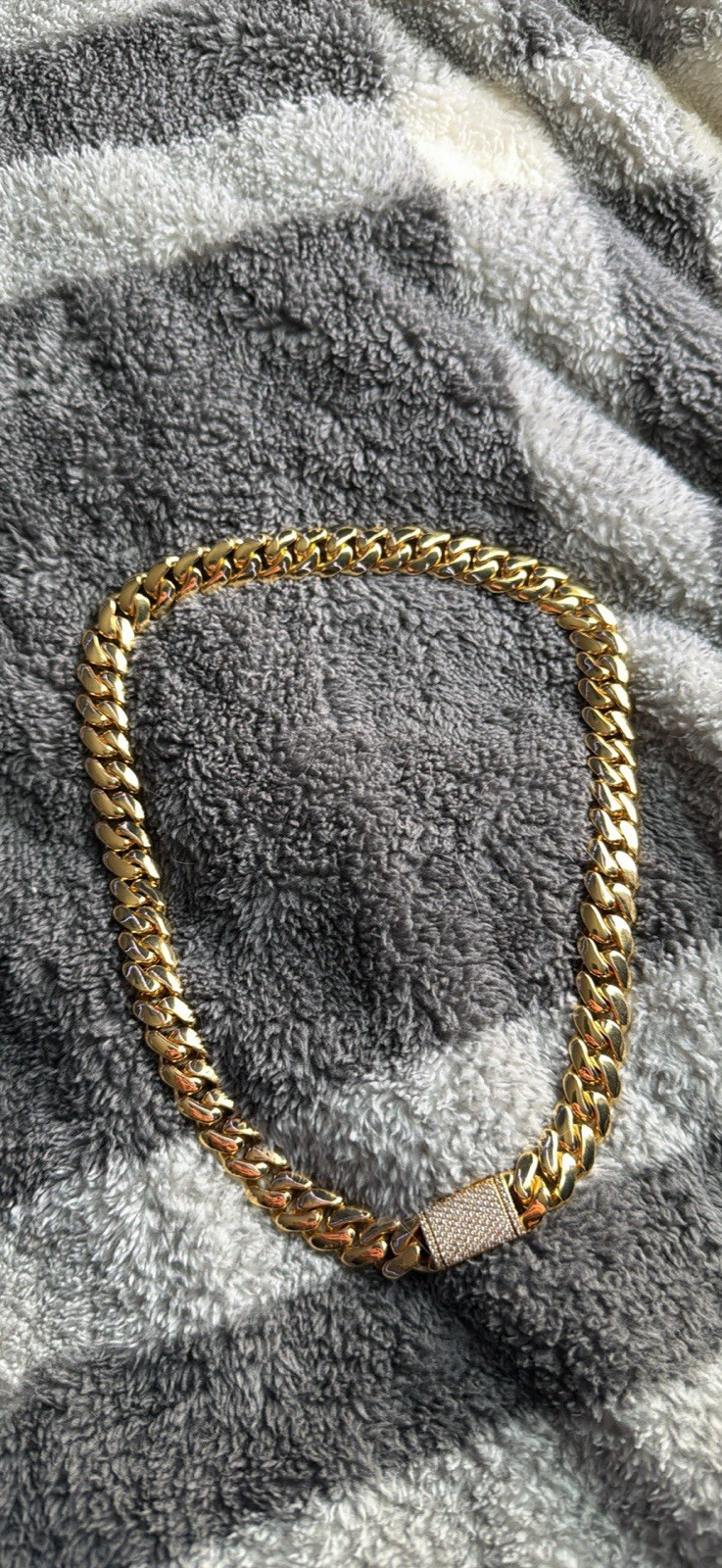 Gold Cuban Link Chain Necklace Yellow Gold Plated Box Clasp Pavé Hip Hop