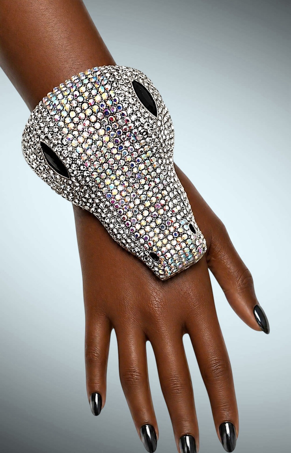 3.5″ Wide Fun Crocodile AB Crystals Chunky Huge Statement Luxurious Bracelet