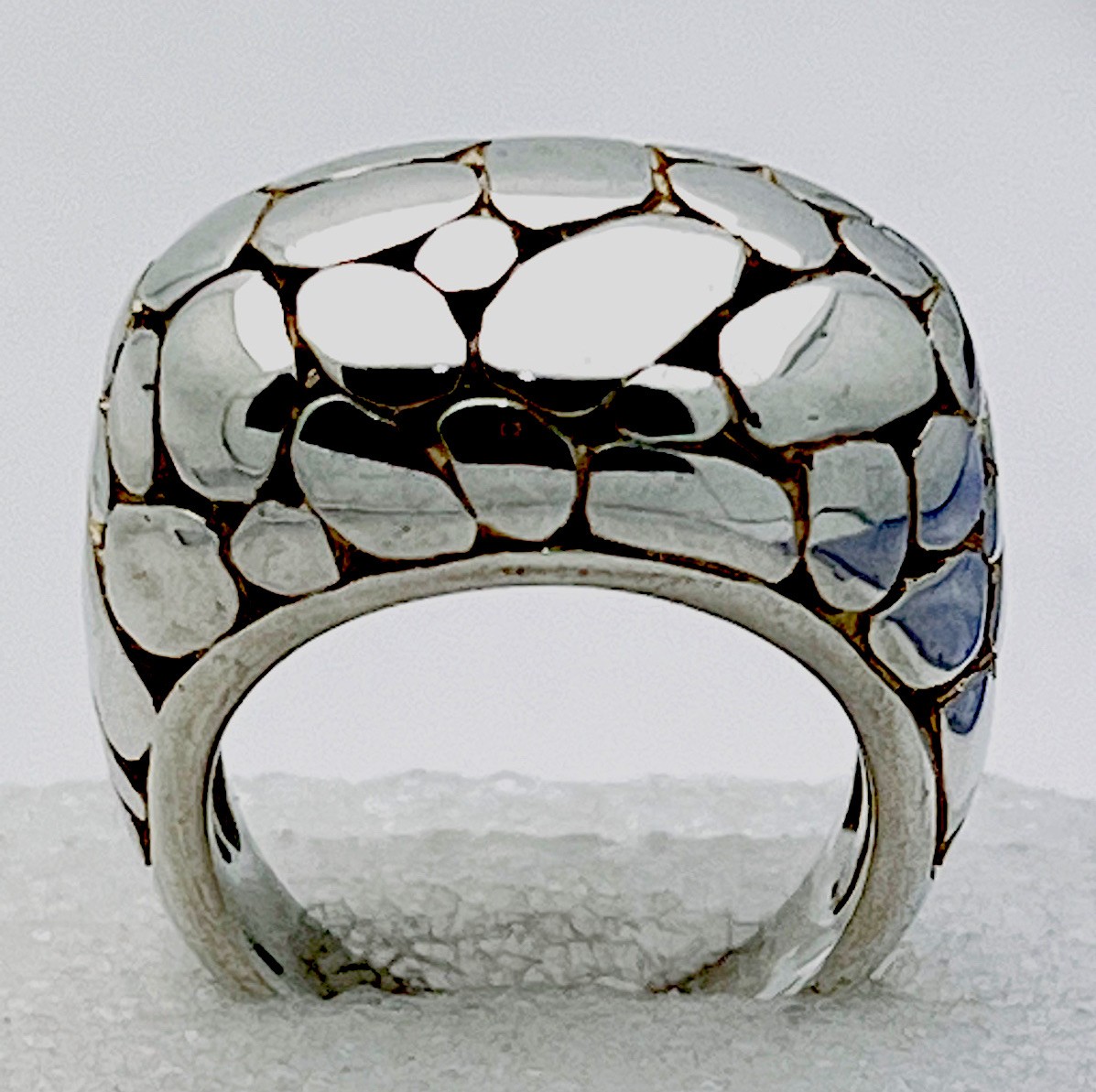 Sterling Silver 925 10.2 Gram Designer Inspired Chunky Pebble Dome Ring Size 7