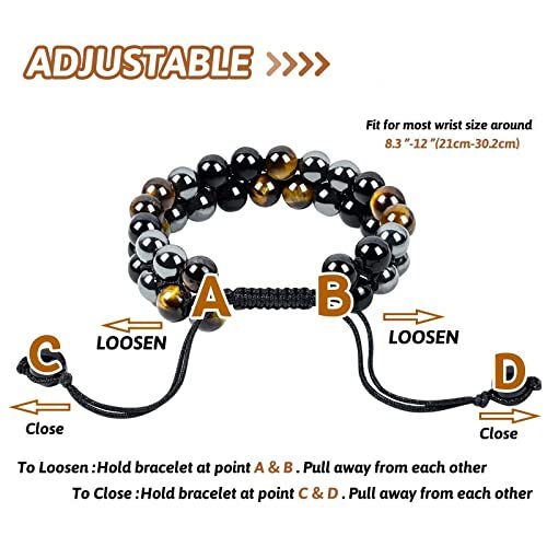 Triple Protection Bracelets Tiger Eye Hematite Black Obsidian Healing Bracelets
